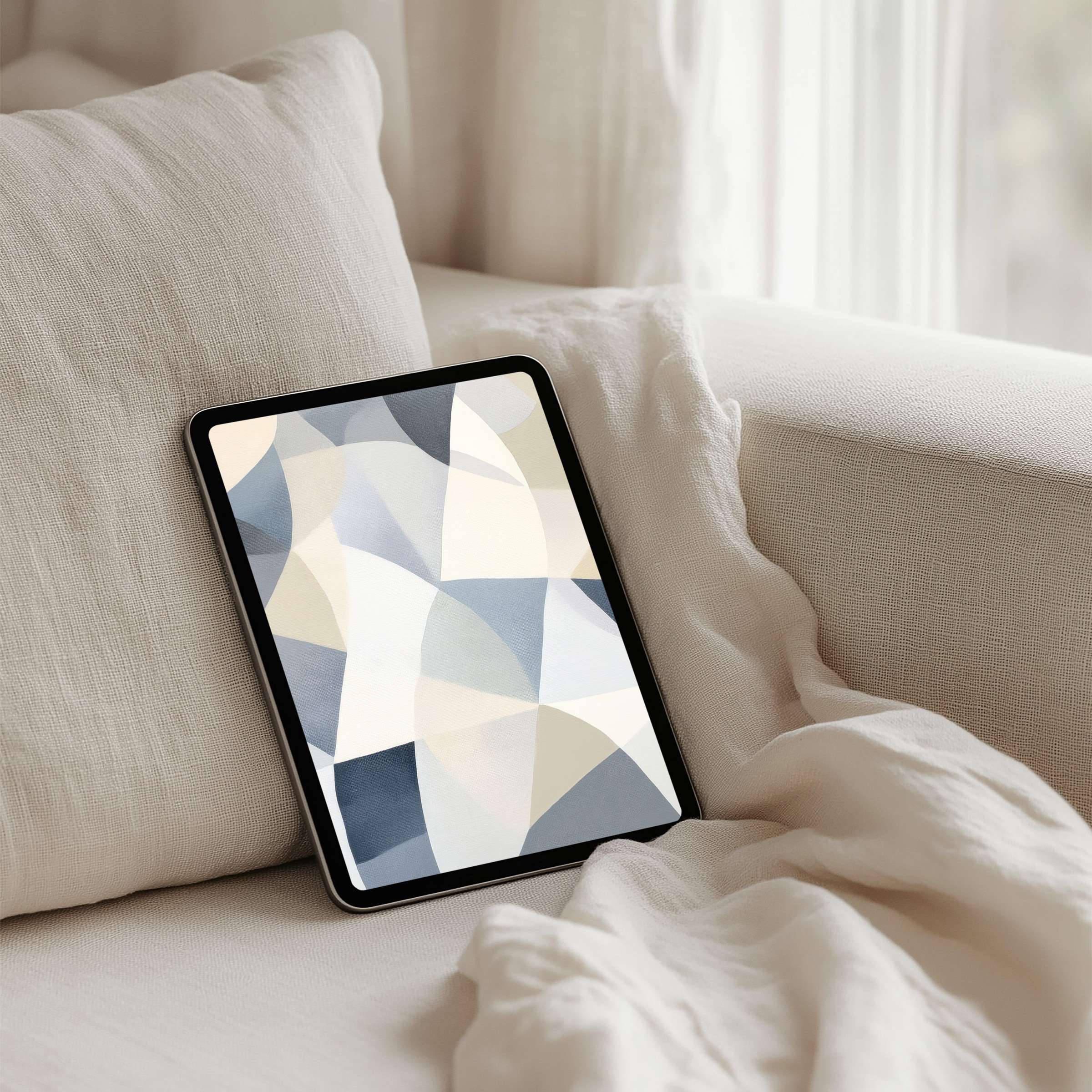 Elegant abstract iPad background with soothing neutral tones offering instant download for iPad and tablet users seeking inspiration