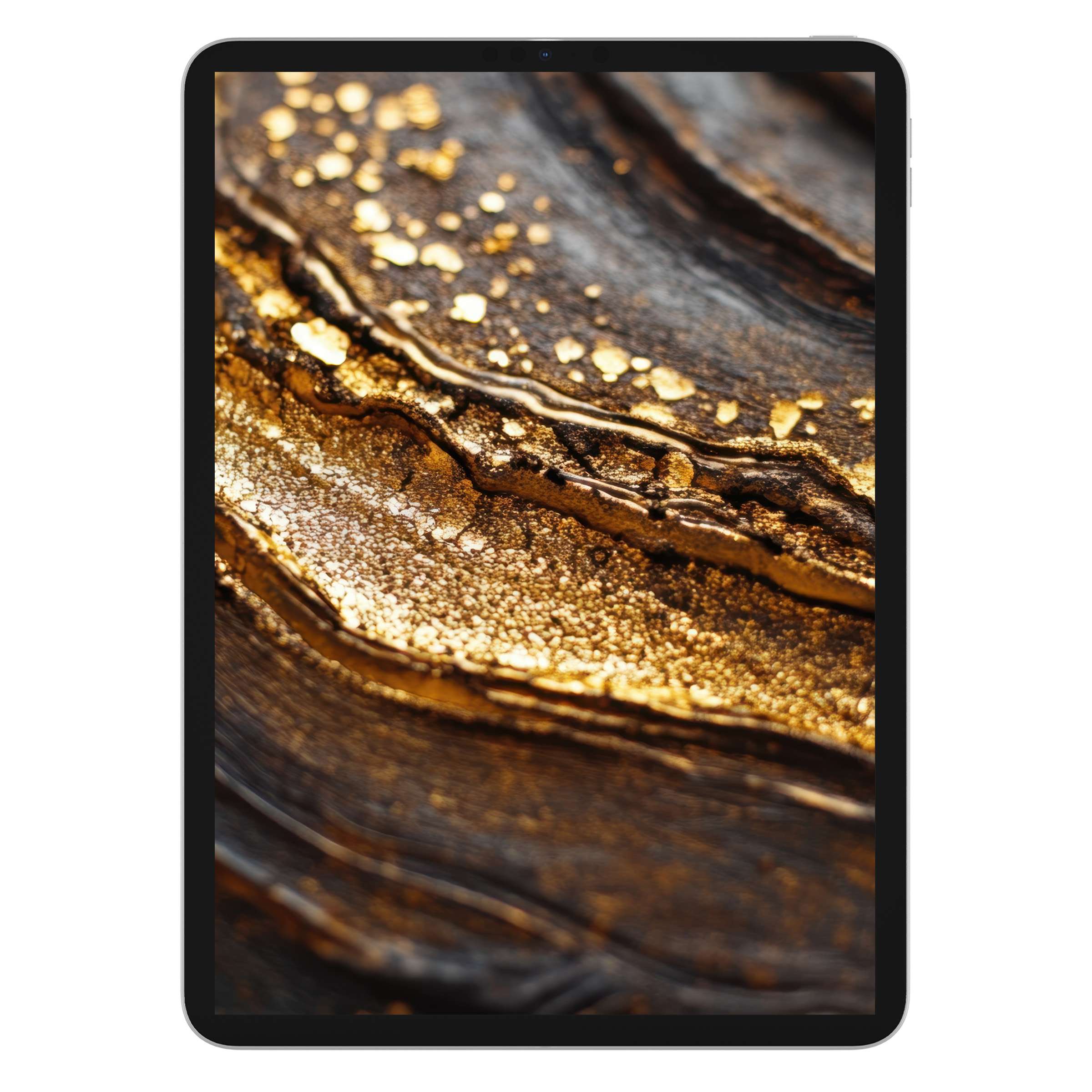 Abstract iPad wallpaper featuring elegant gold and black textures, ideal for a tablet background, available as a digital download