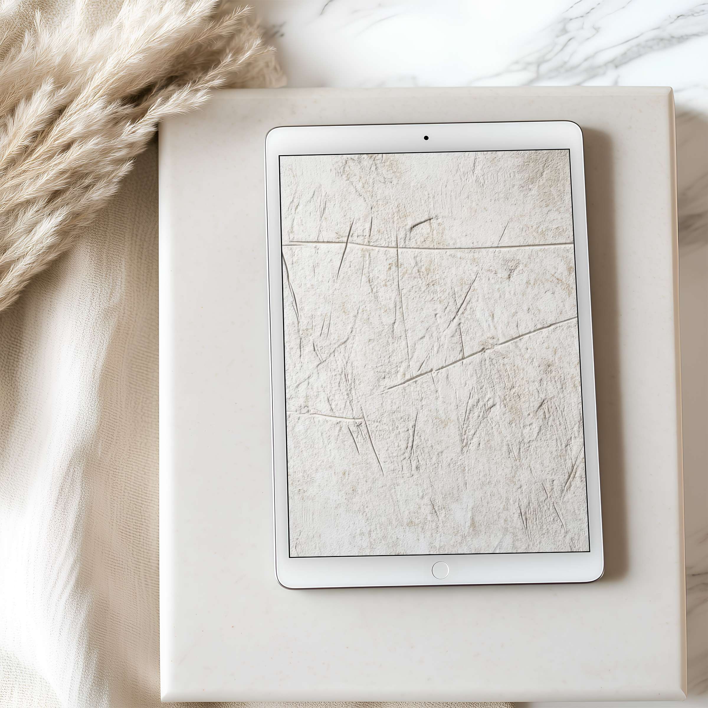 Elegant tablet wallpaper featuring textured beige abstract art, perfectly suited for iPad and Android, enhancing your serene digital space
