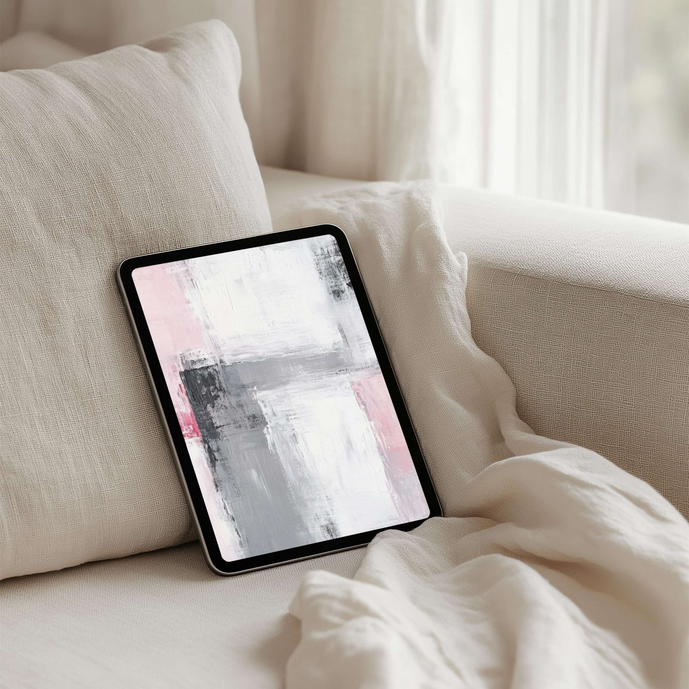 Elegant abstract art on iPad background for instant download inspires calm and mindfulness on tablets like iPad or Android