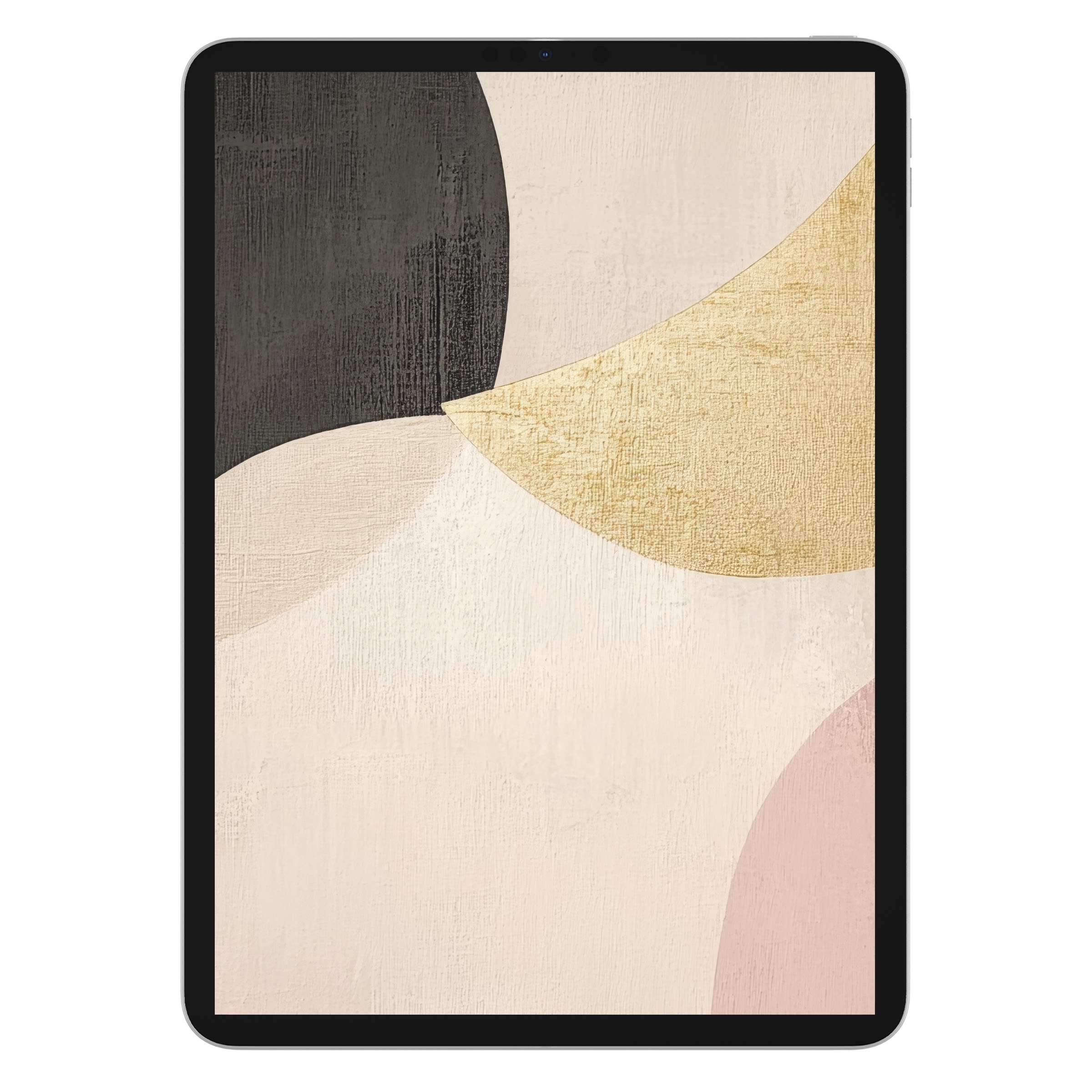 Elegant abstract iPad wallpaper featuring muted tones and textured curves, ideal digital download for chic tablet backgrounds