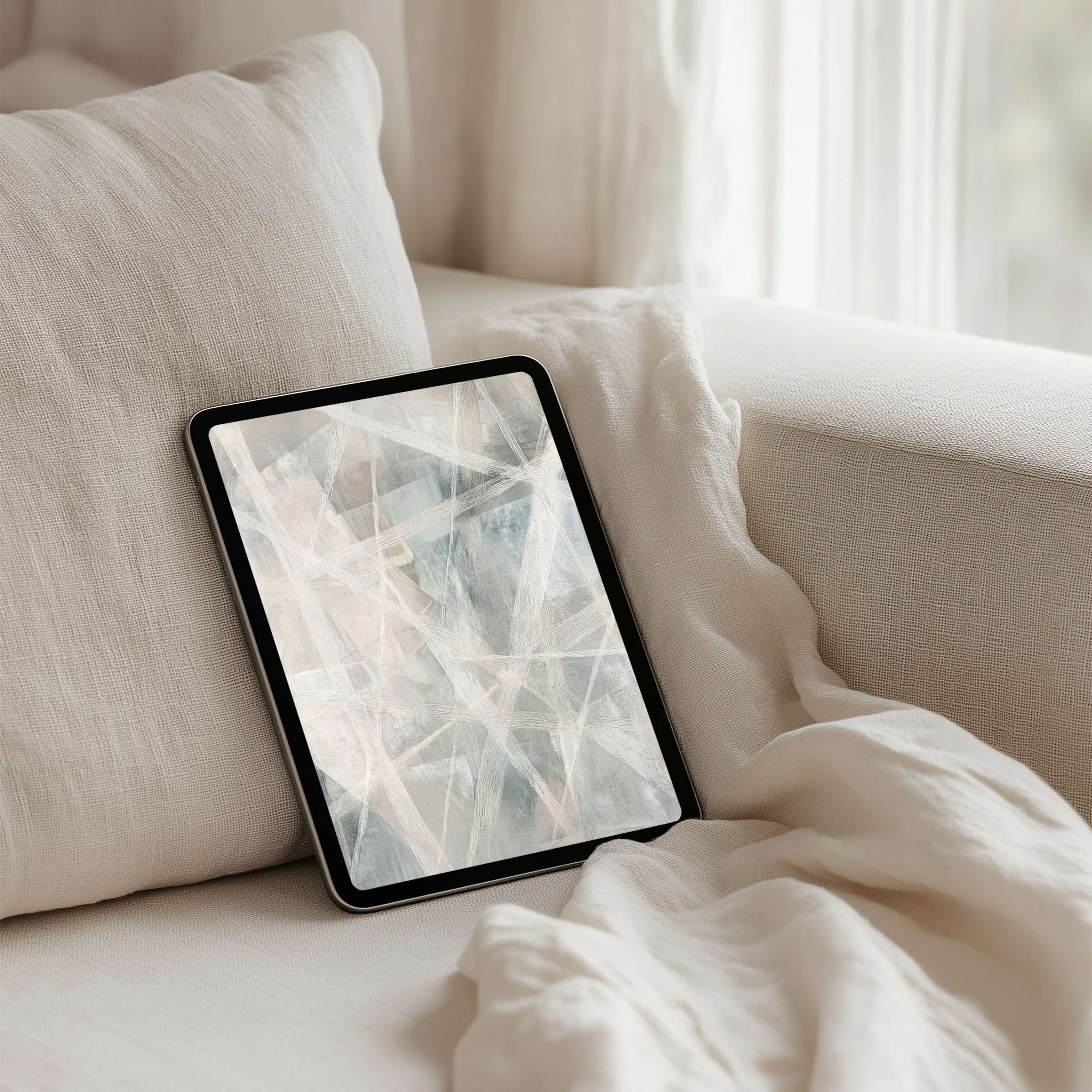 Elegant abstract design in soft pastels, perfect as an iPad background or tablet decor, offering instant download for mindfulness