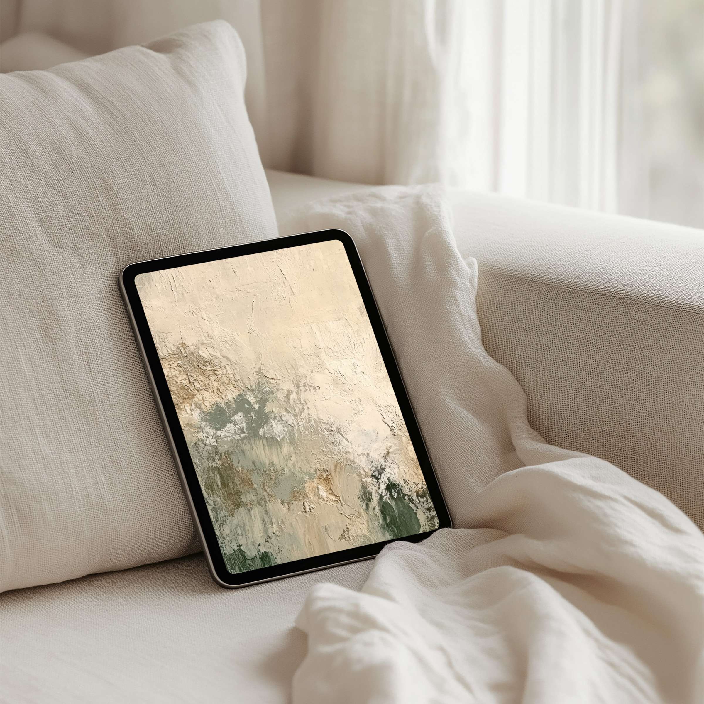 Elegant abstract iPad background with earthy textures evokes calm and mindfulness perfect for tablets instant download available