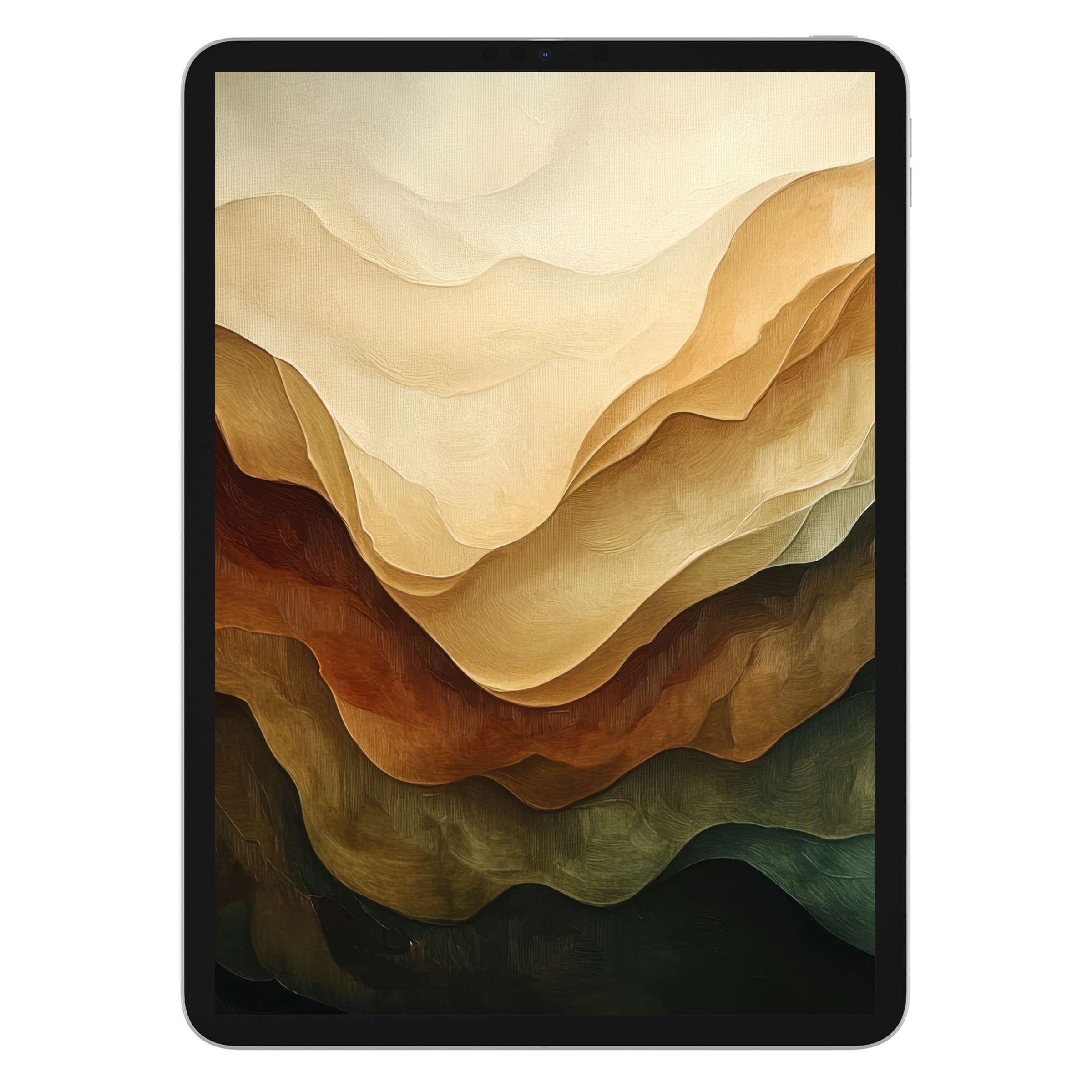 Elegant abstract iPad wallpaper with earthy layers, ideal for tablet background, offering a calm, sustainable digital download ambiance
