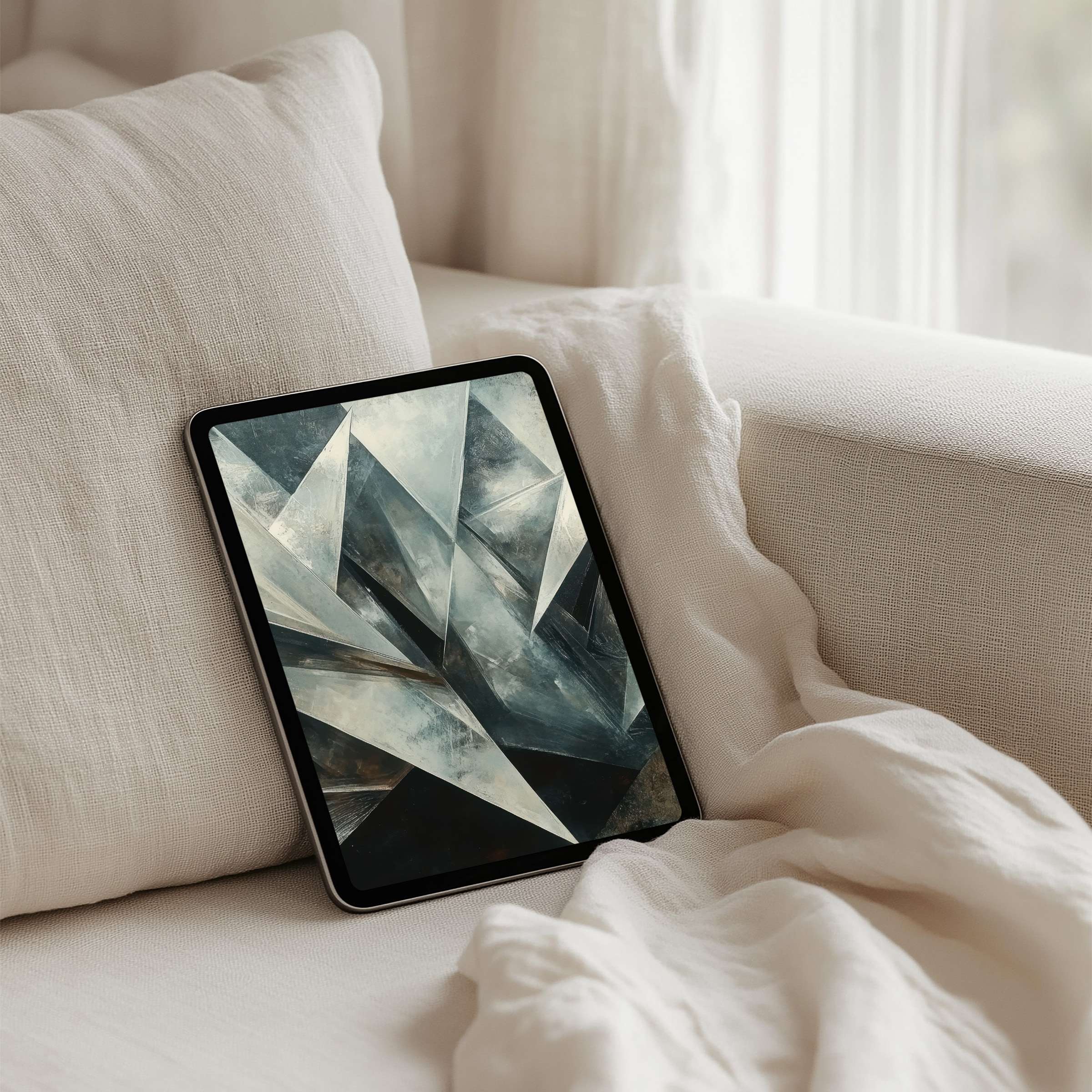 Elegant abstract iPad background offering instant download for mindfulness and style on any tablet nestled in a serene setting