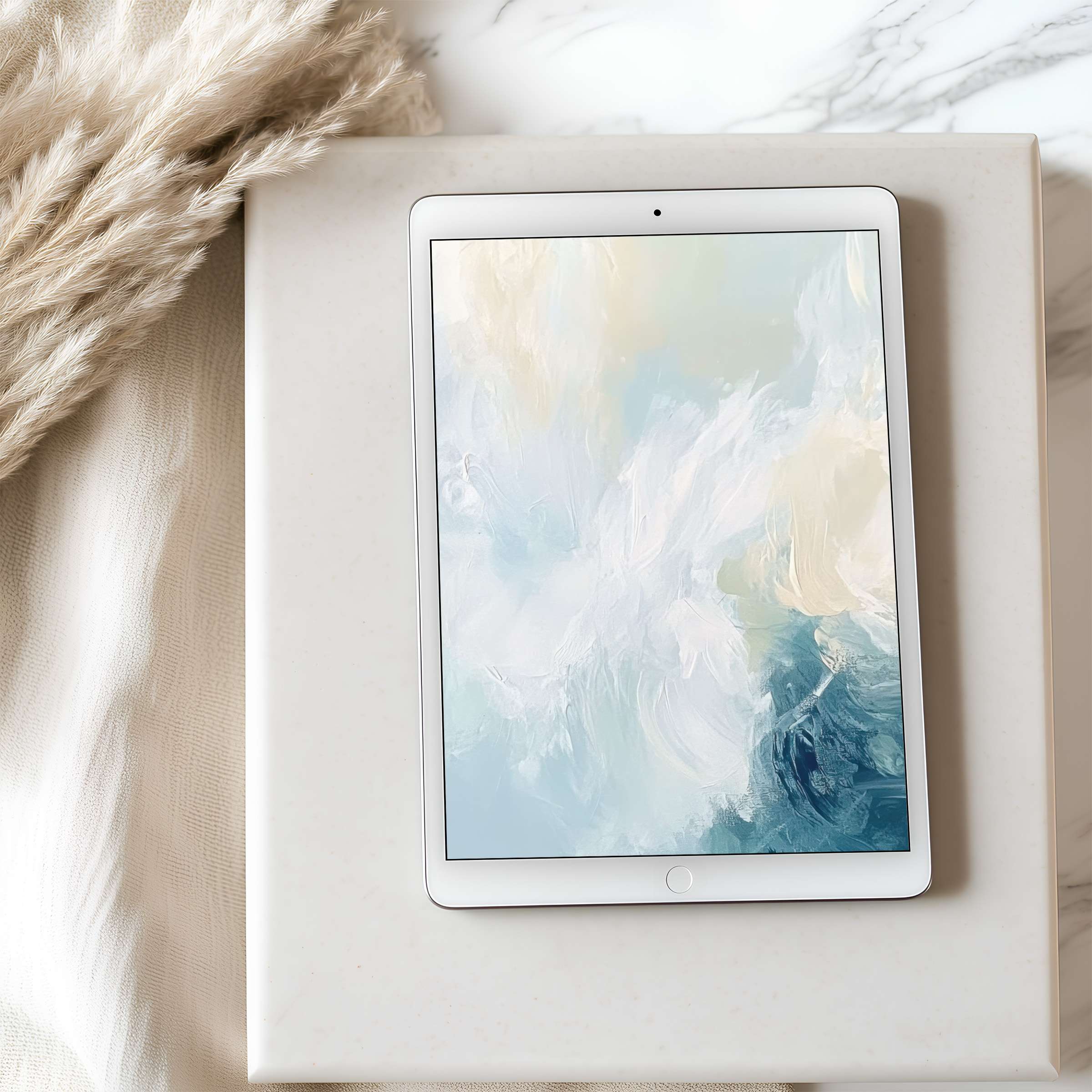 Elegant tablet wallpaper featuring soothing abstract pastels perfect for high-resolution iPad or Android download elevating serene interiors