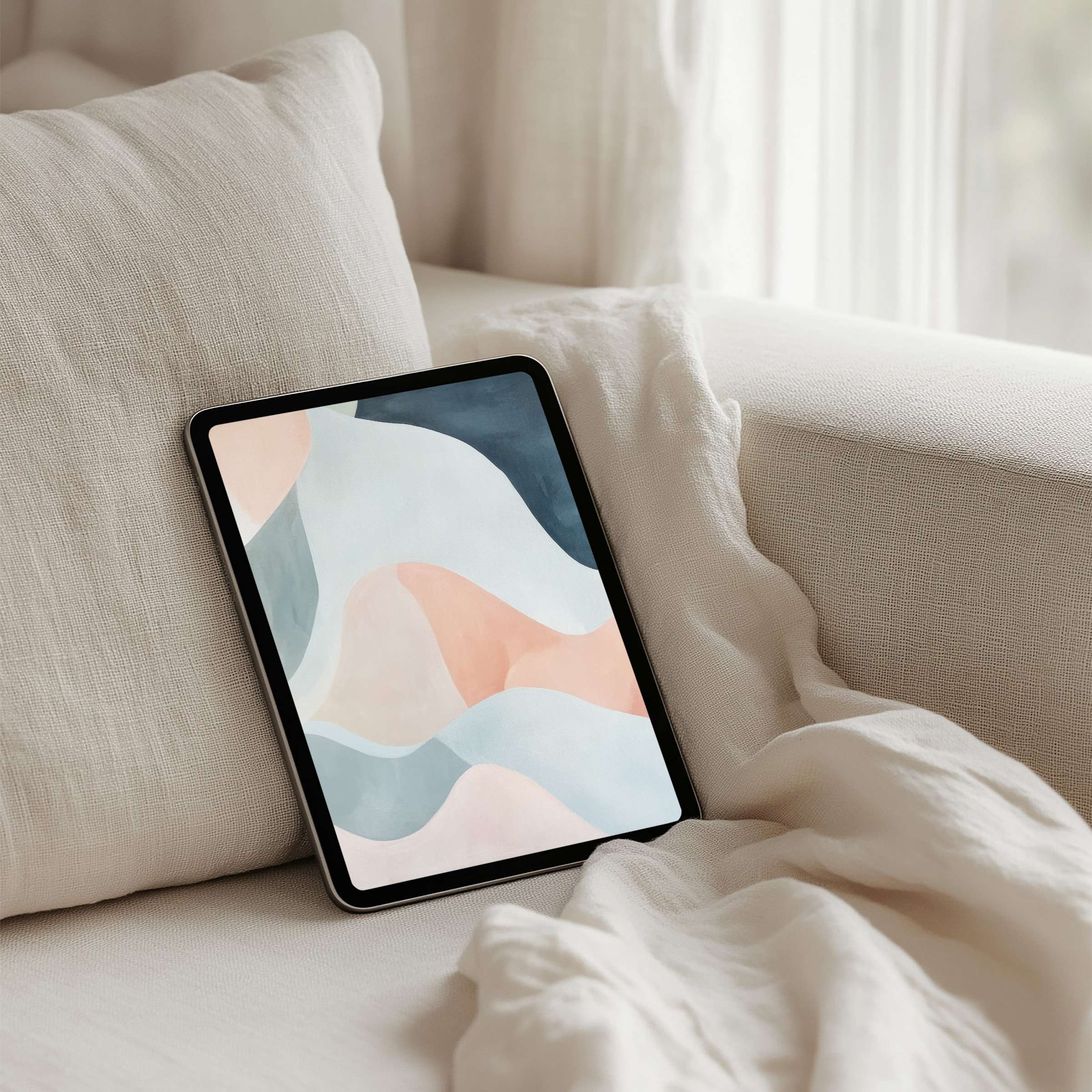 Elegant abstract iPad background with soft pastels offers instant download for tablets inspiring calm and modern mindfulness