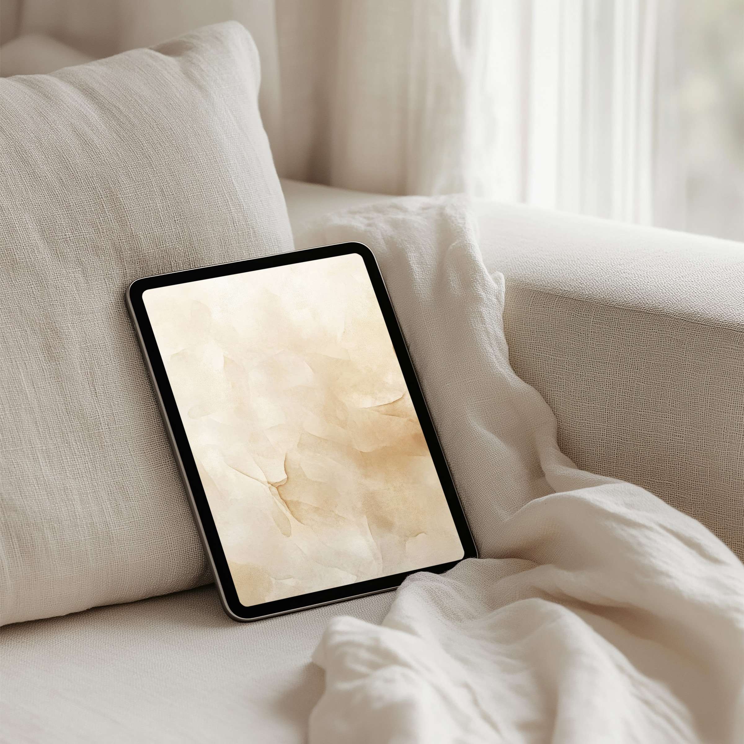 Elegant beige abstract iPad background for instant download brings calm inspiration to any tablet setting with soothing textures