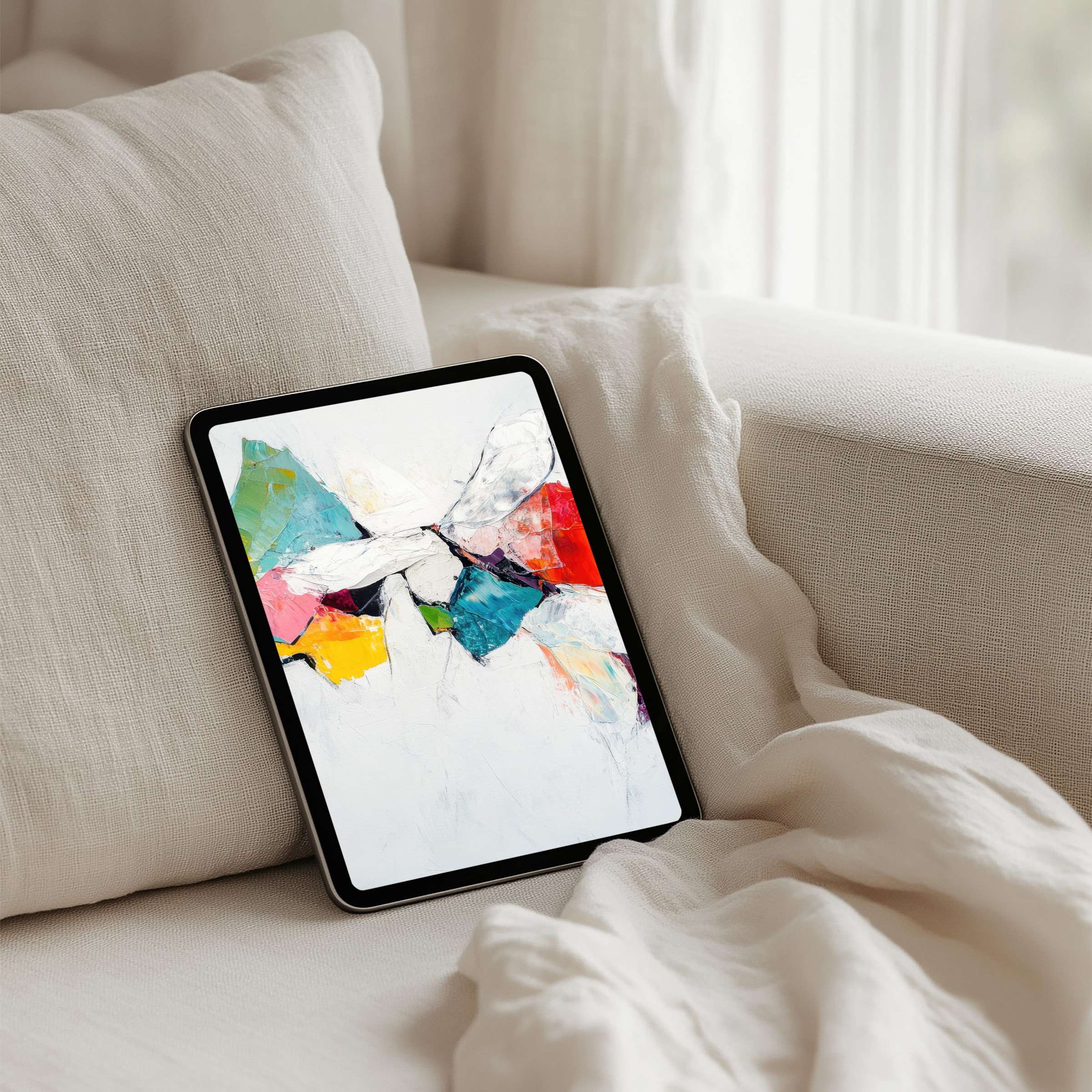 Elegant iPad background with vibrant abstract art available for instant download fitting any tablet creating a calm and inspiring space