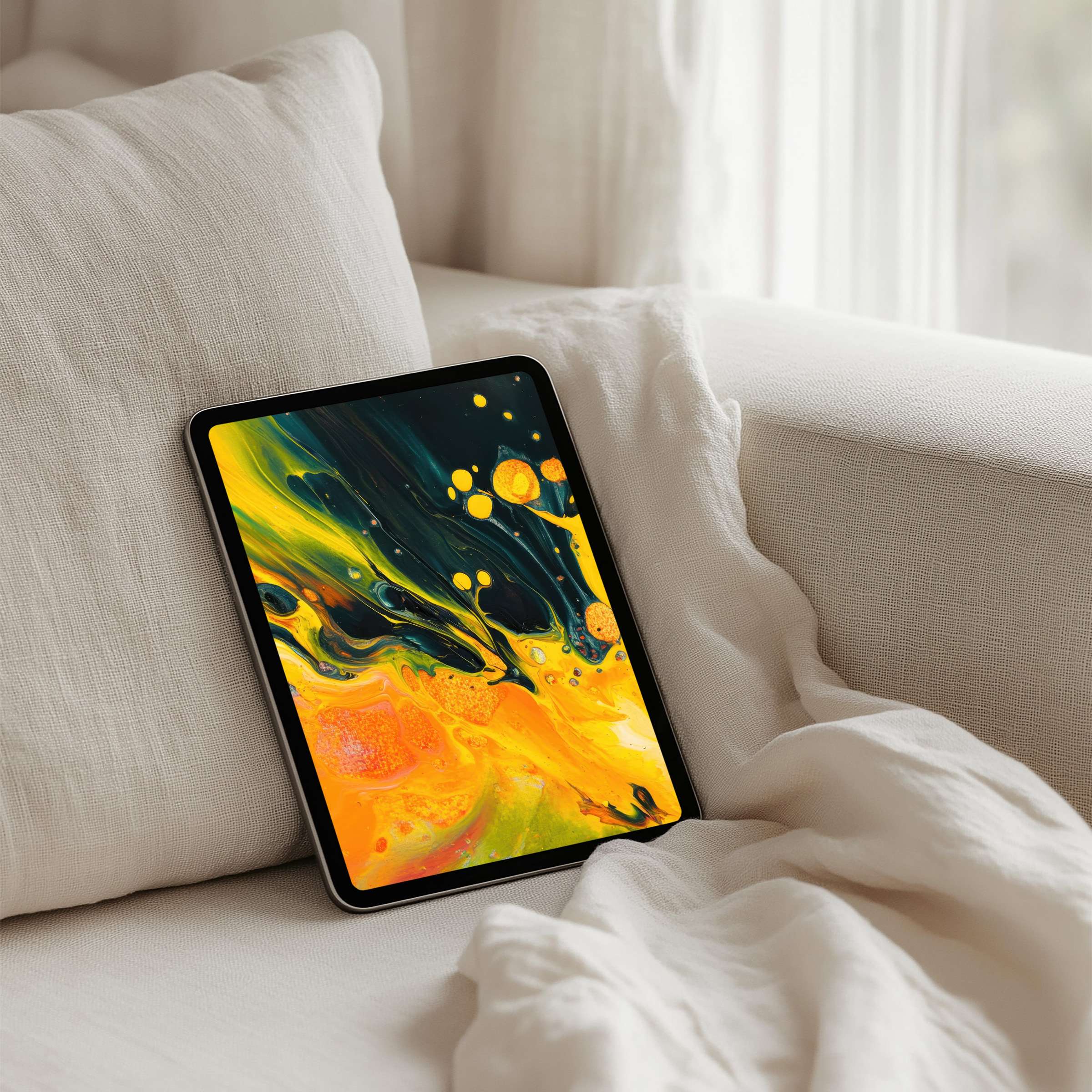 Vibrant abstract design iPad background for instant download adds calm elegance to any tablet, bringing inspiration and mindfulness