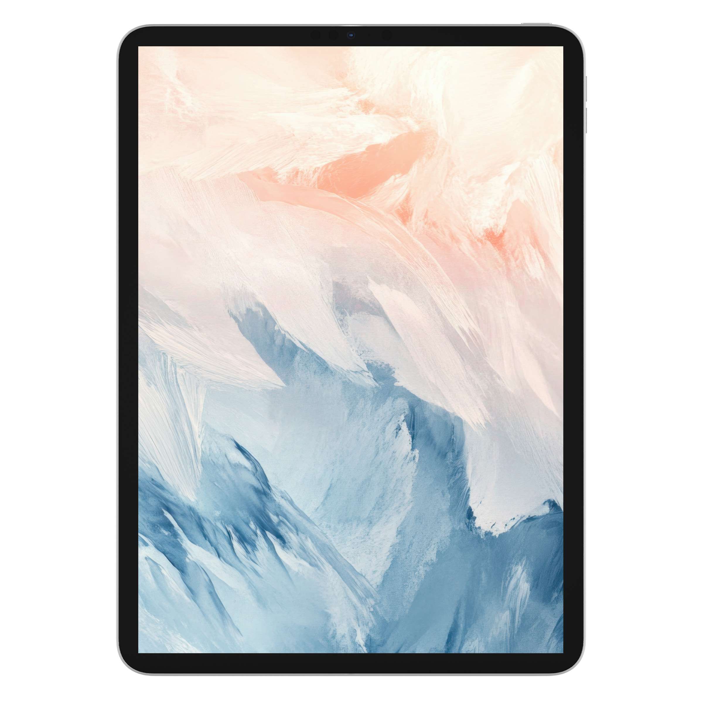 Abstract iPad wallpaper featuring soothing pastel hues of peach and blue, perfect digital download for elegant tablet backgrounds