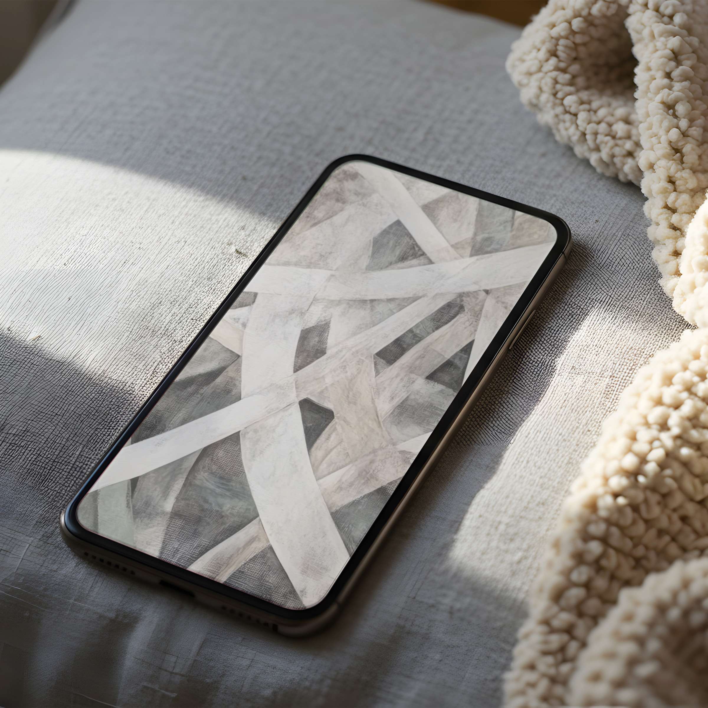 Elegant abstract phone wallpaper showcasing muted tones in high resolution, perfect for iPhone and Android digital download happiness