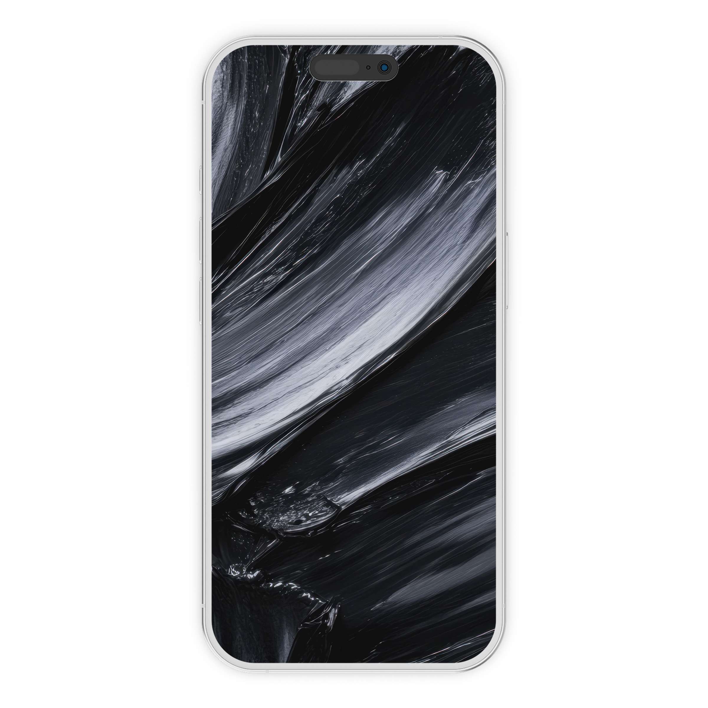 Elegant abstract iPhone wallpaper with swirling black and gray brushstrokes, ideal phone background for digital download and Android devices