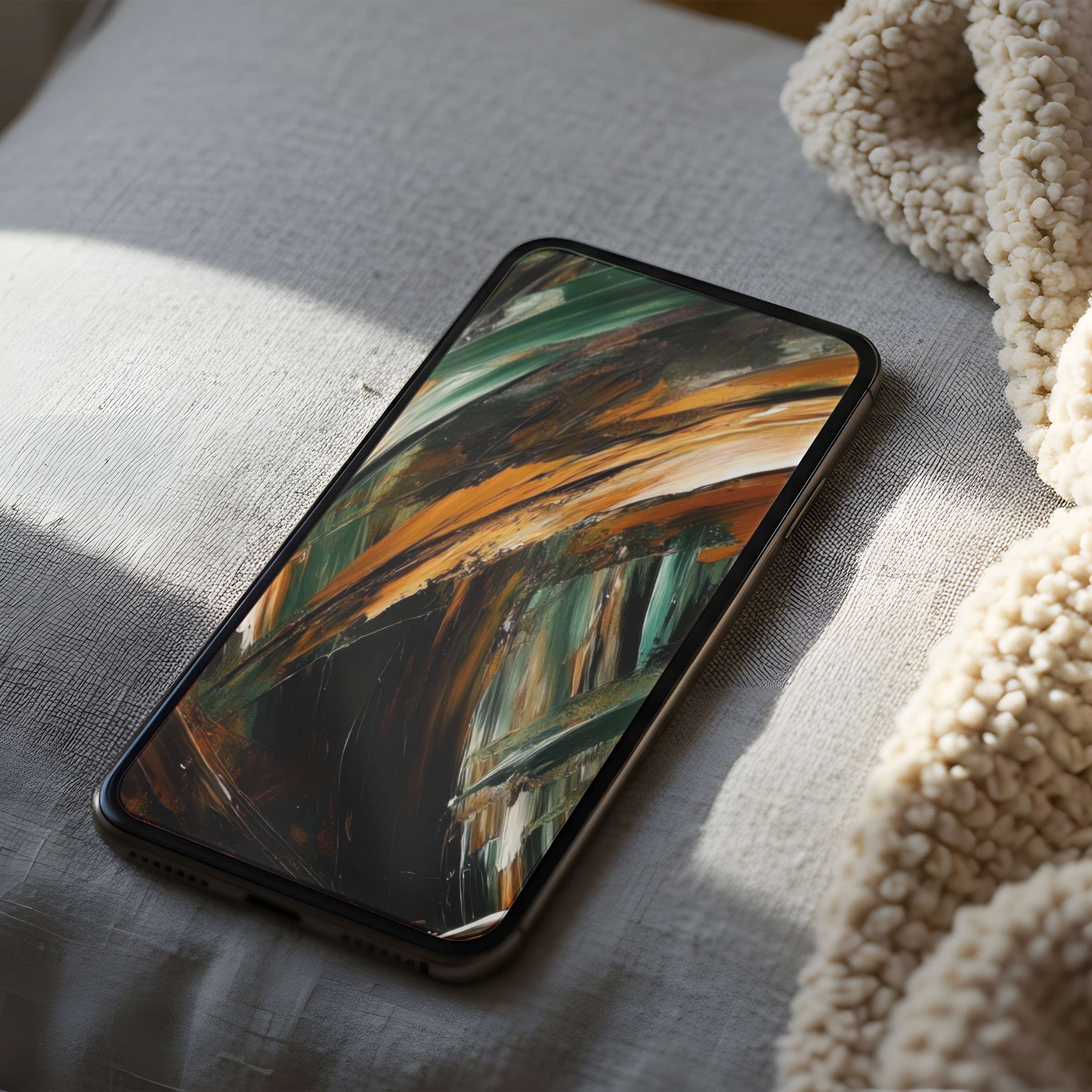 Elegant abstract art phone wallpaper in warm earthy tones enhances calm and style for high-resolution iPhone and Android downloads