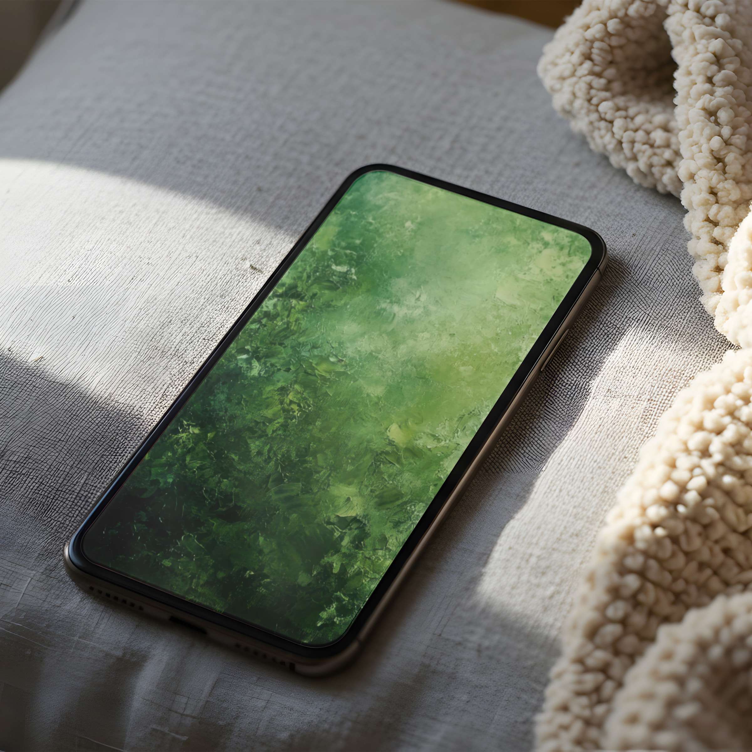 Elegant green texture phone wallpaper exudes calm, offering a high-resolution digital download for iPhone and android phones