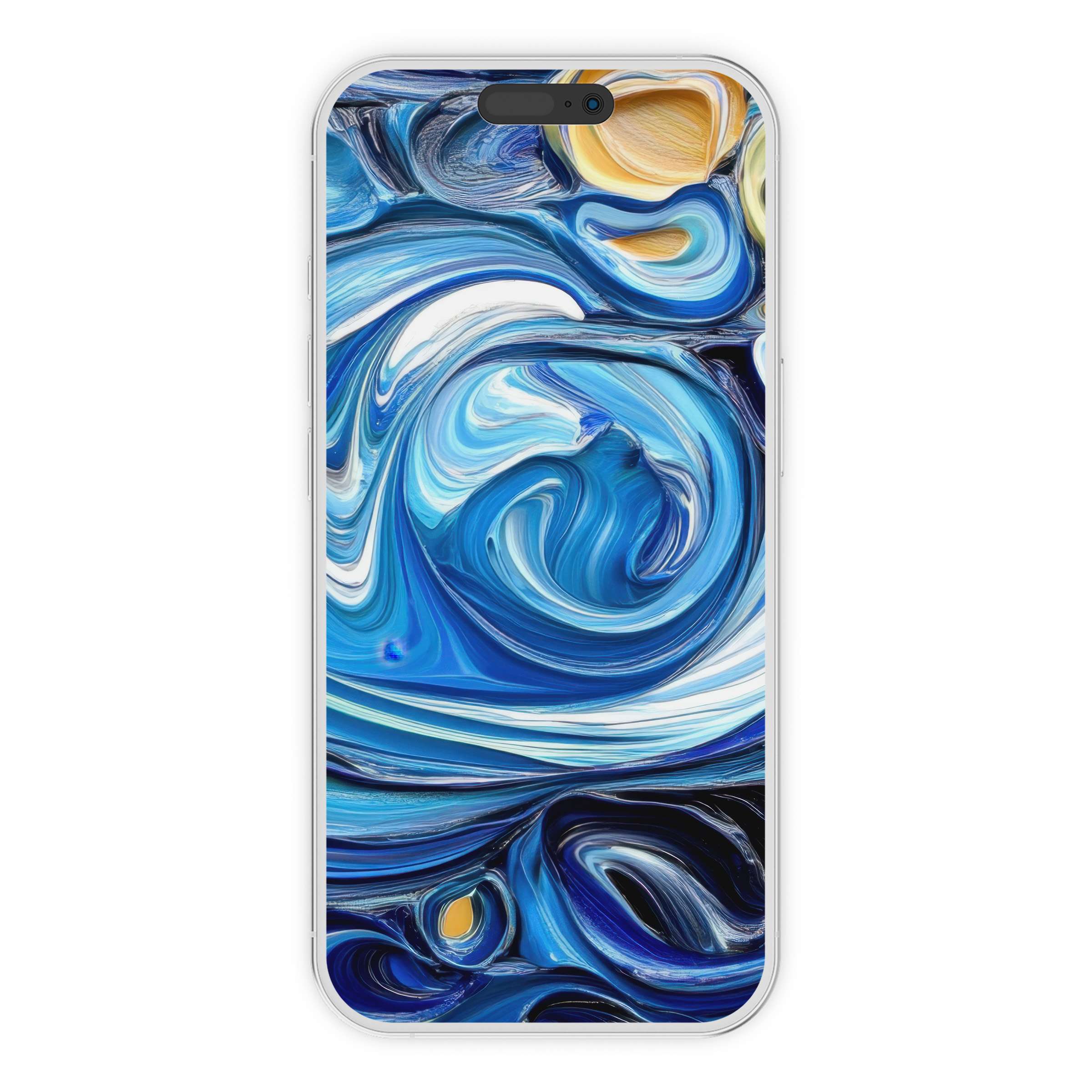 Abstract iPhone wallpaper with swirling blue and white patterns, perfect phone background and digital download for serene design elegance