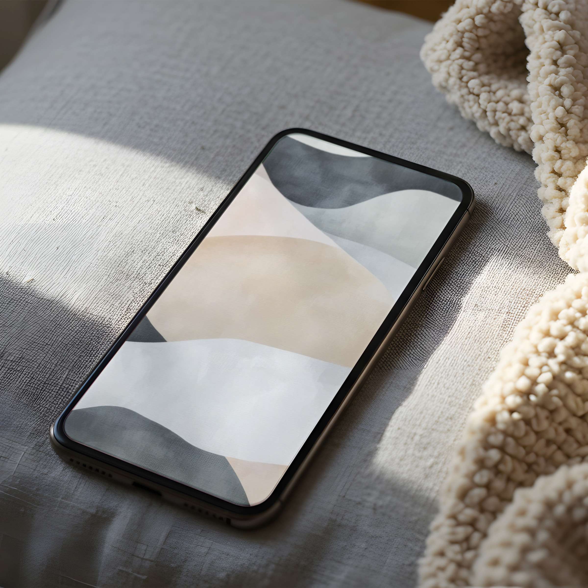 Abstract phone wallpaper in calming pastel tones, perfect for iPhone and Android High-resolution digital download enhances serene interiors