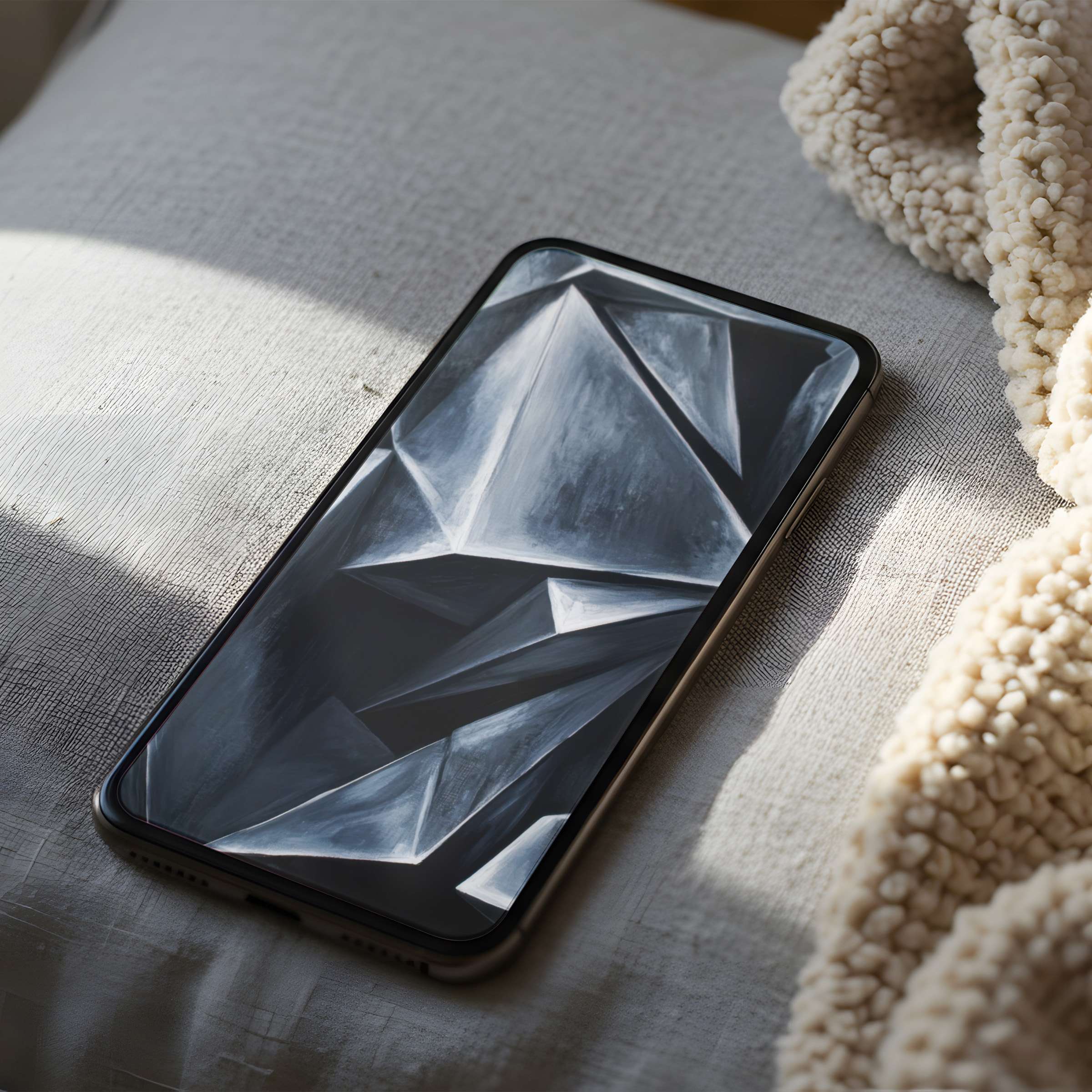 Elegant geometric phone wallpaper with monochrome tones provides an inspiring aesthetic for your iPhone or Android, available as a digital download