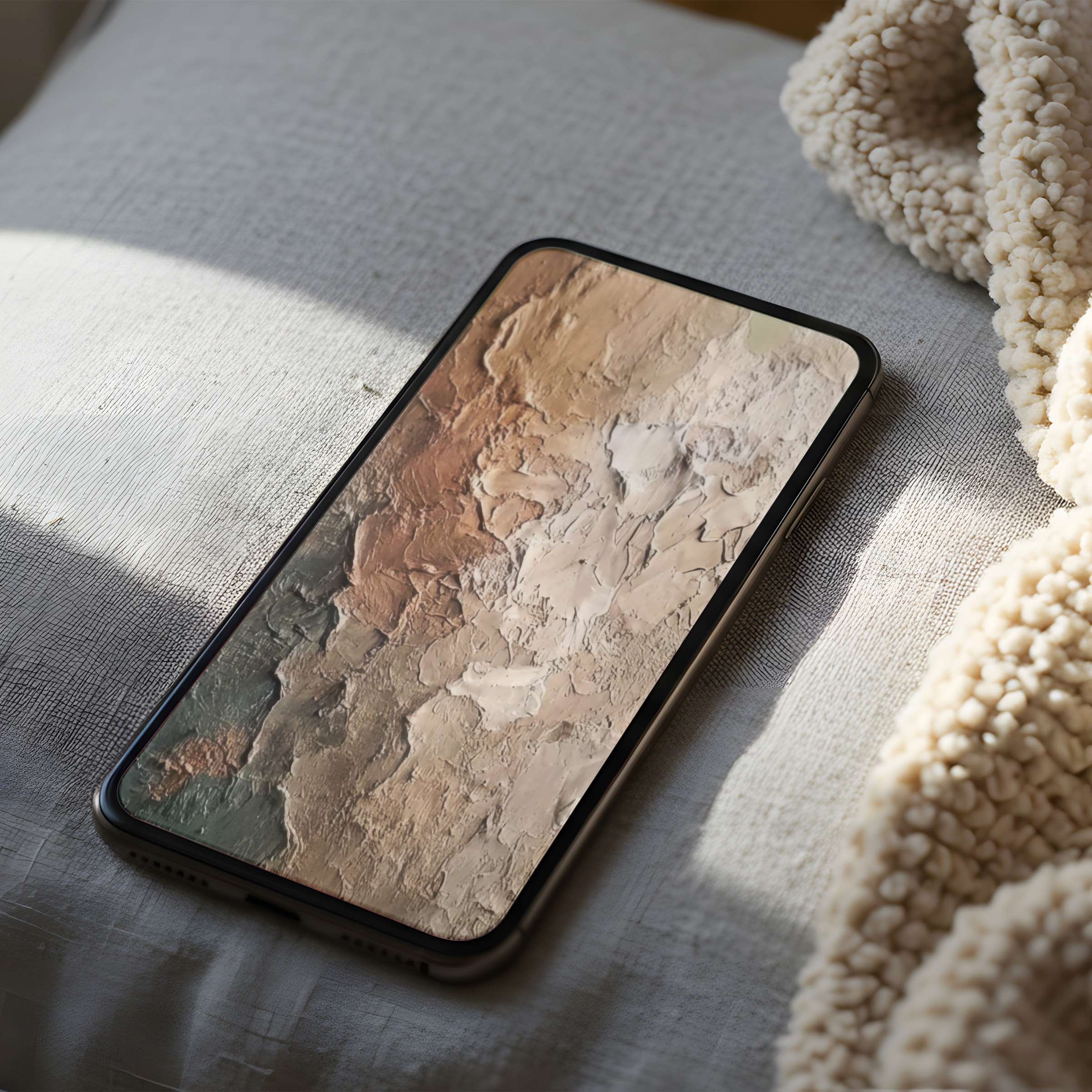 Elegant phone wallpaper with earthy textures and warm tones, perfect for iPhone and Android, enhancing calm with high resolution download