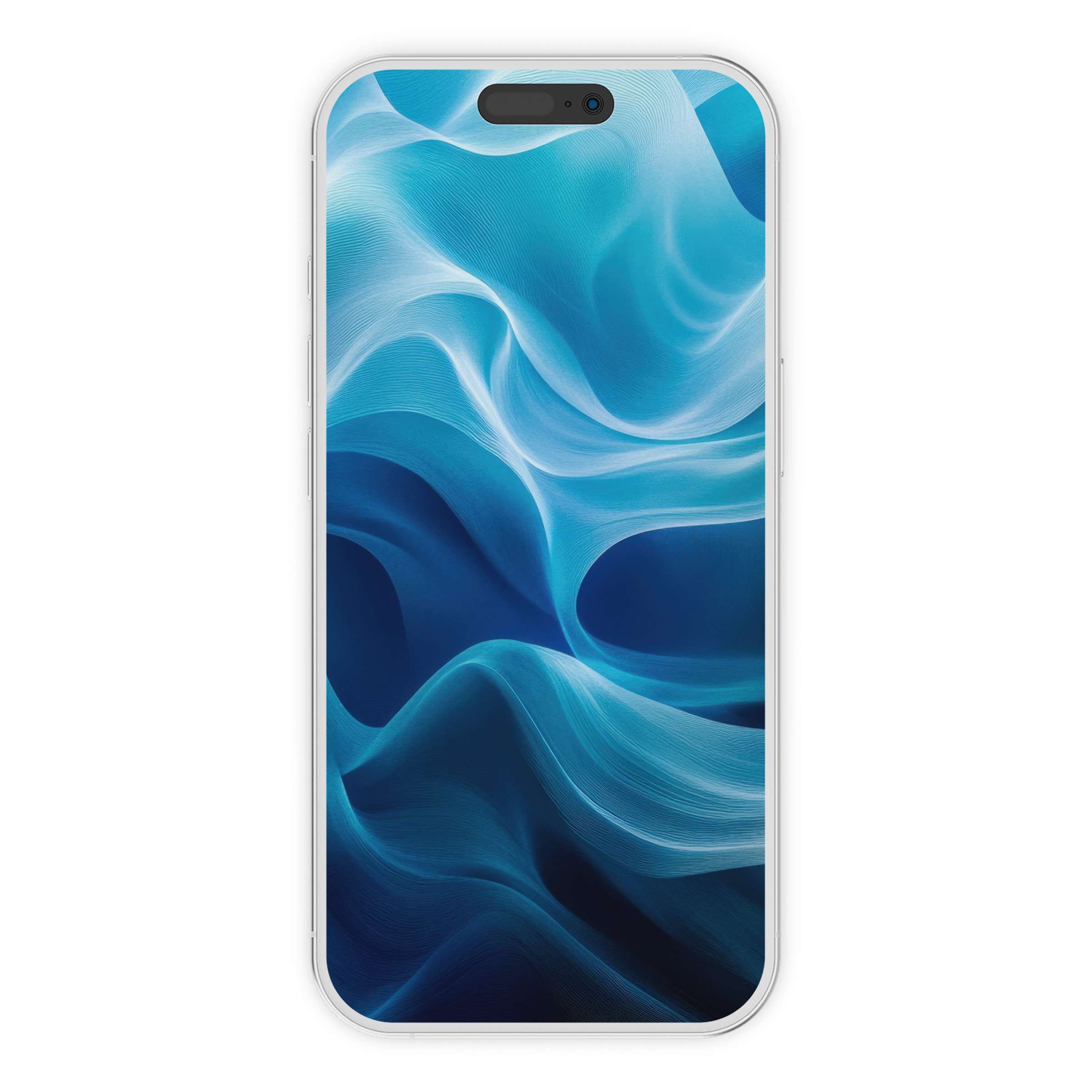 Serene abstract iPhone wallpaper showcasing flowing blue waves for a calming phone background digital download for Android users