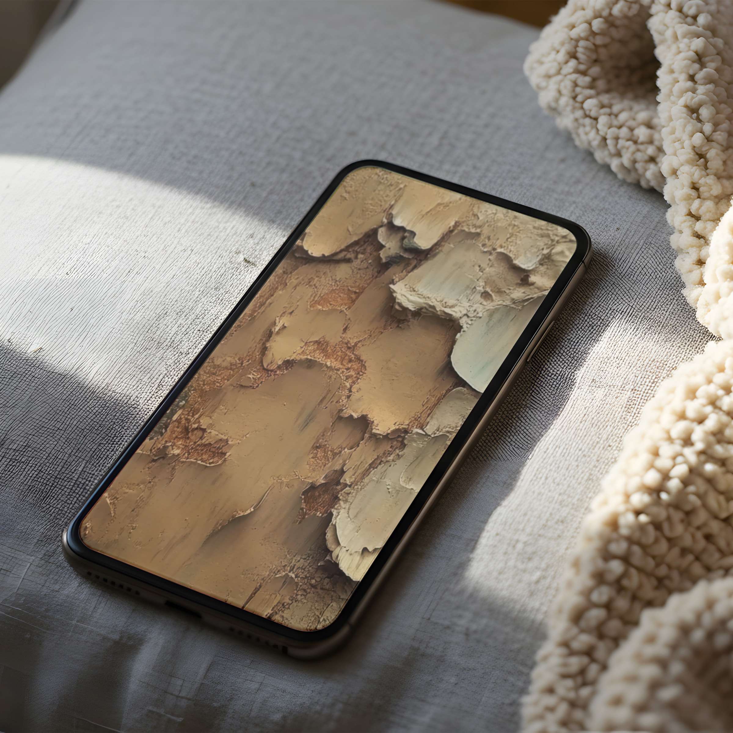 Elegant phone wallpaper featuring earthy abstract textures in high resolution, perfect for iPhone and Android, enhancing tranquility and style