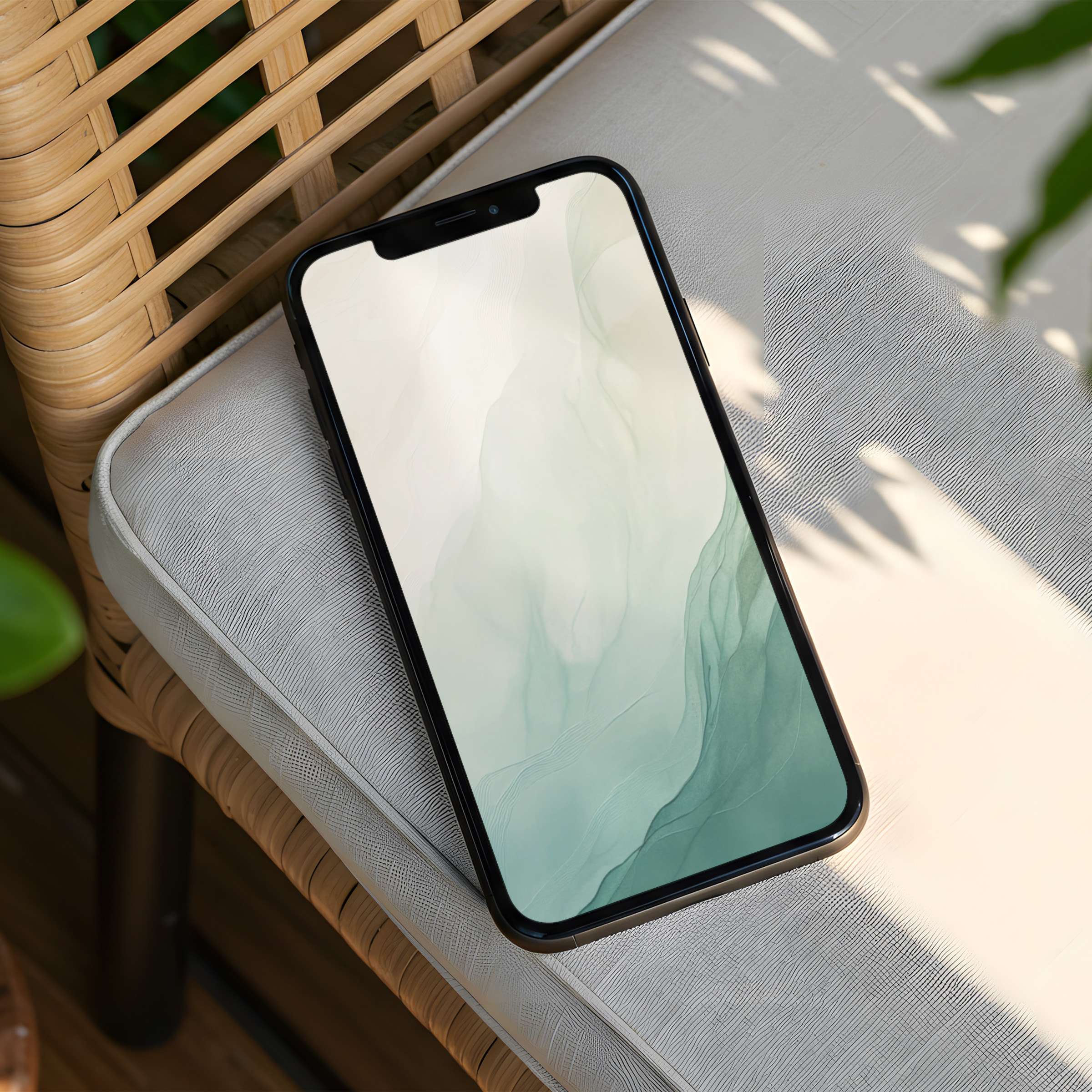 Elegant iPhone background with calming green hues evokes mindfulness and inspiration instant download for any phone user
