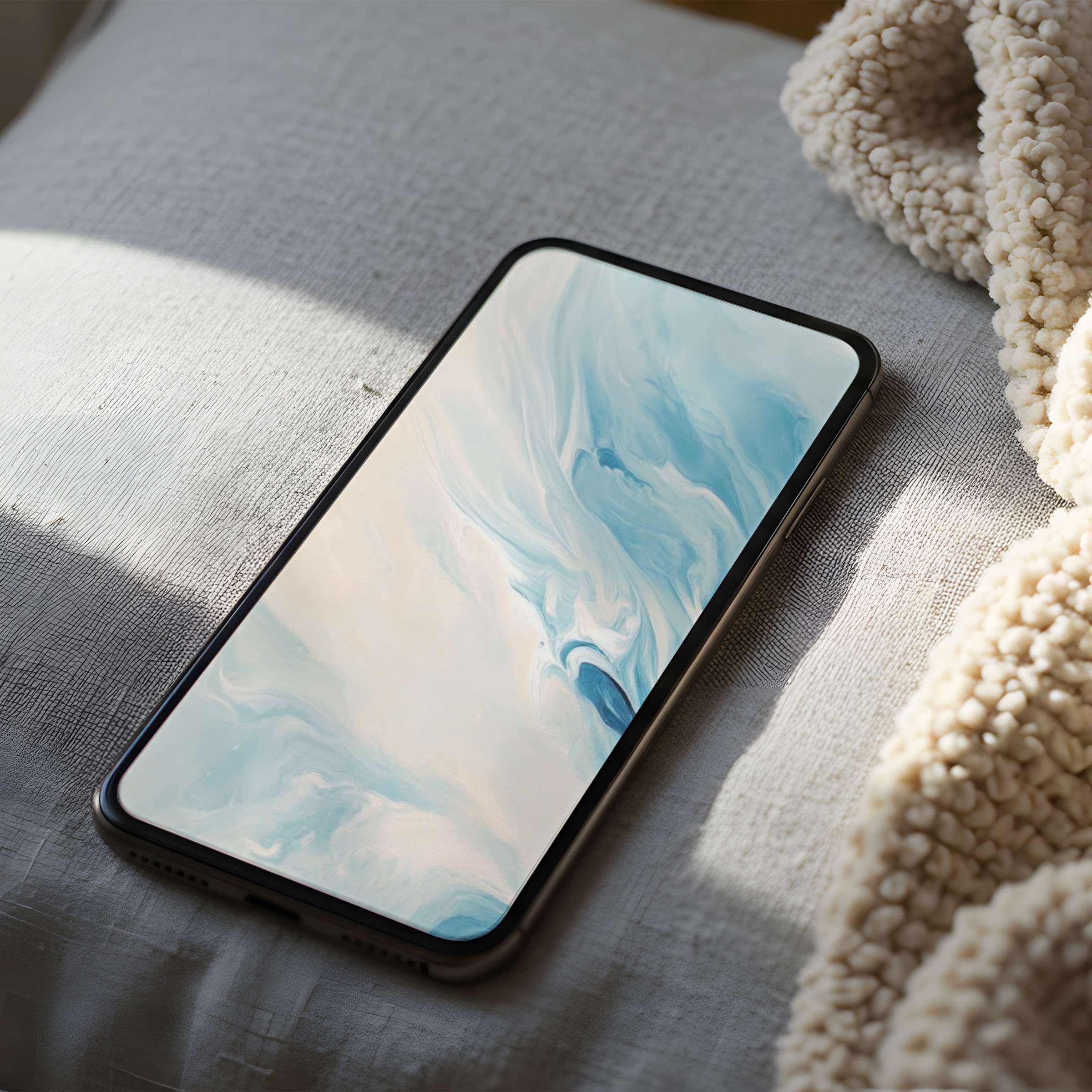 Elevate your iPhone with a serene phone wallpaper featuring soothing blue swirls, perfect for a high resolution digital download
