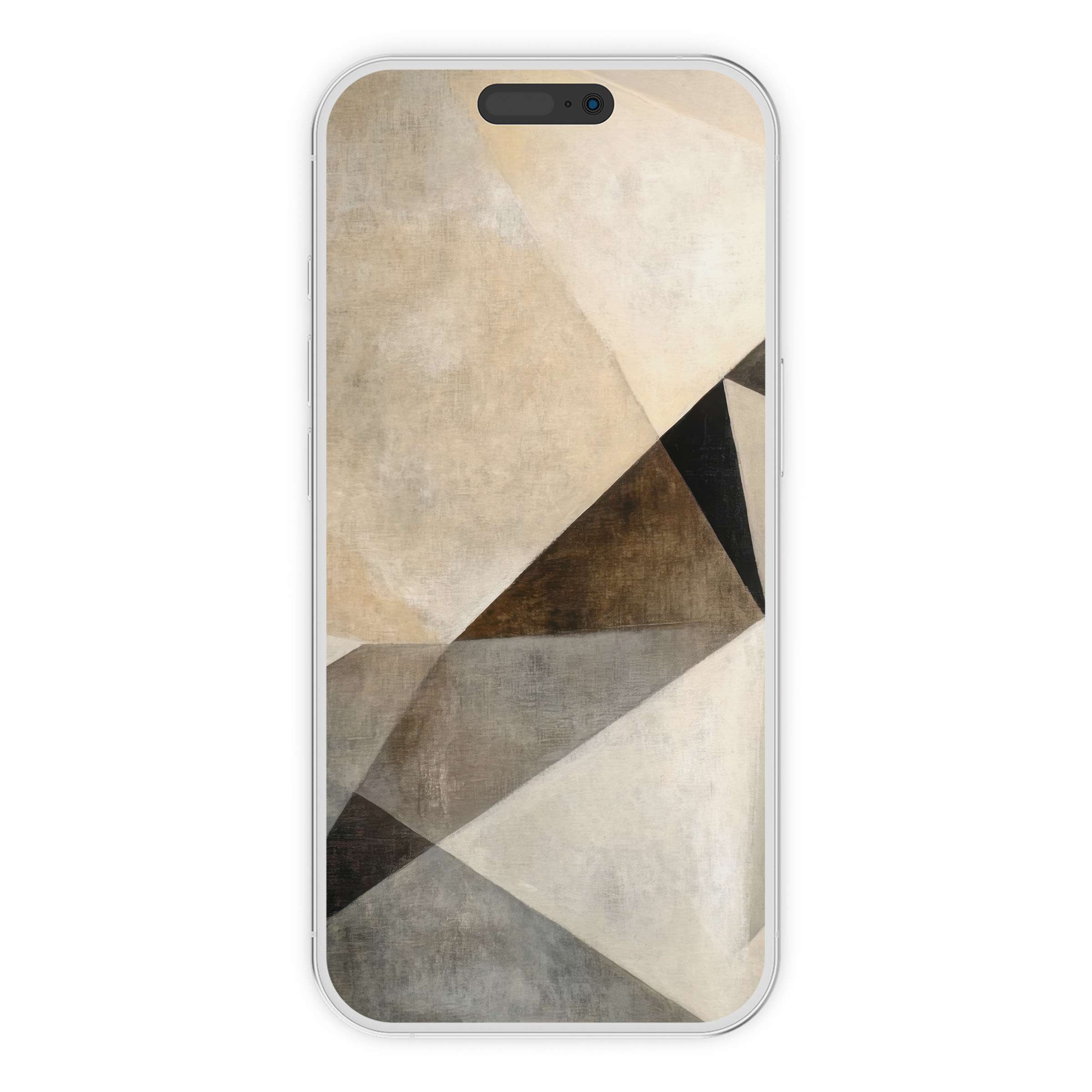 Elegant abstract iPhone wallpaper with geometric shapes in earth tones creates a serene phone background for digital download options