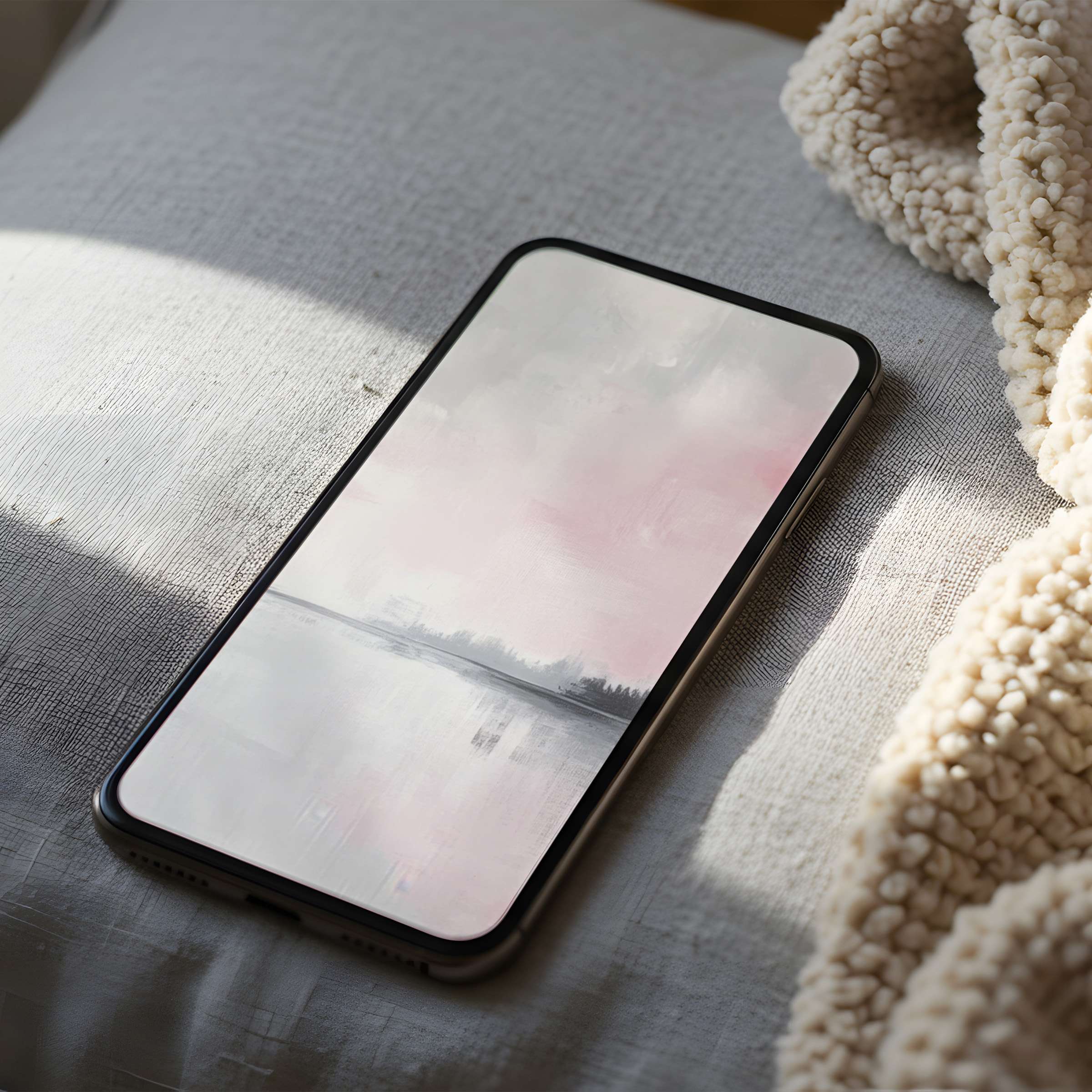 Elegant phone wallpaper featuring serene pastel landscape art on a high-resolution screen suitable for iPhone and android phone download