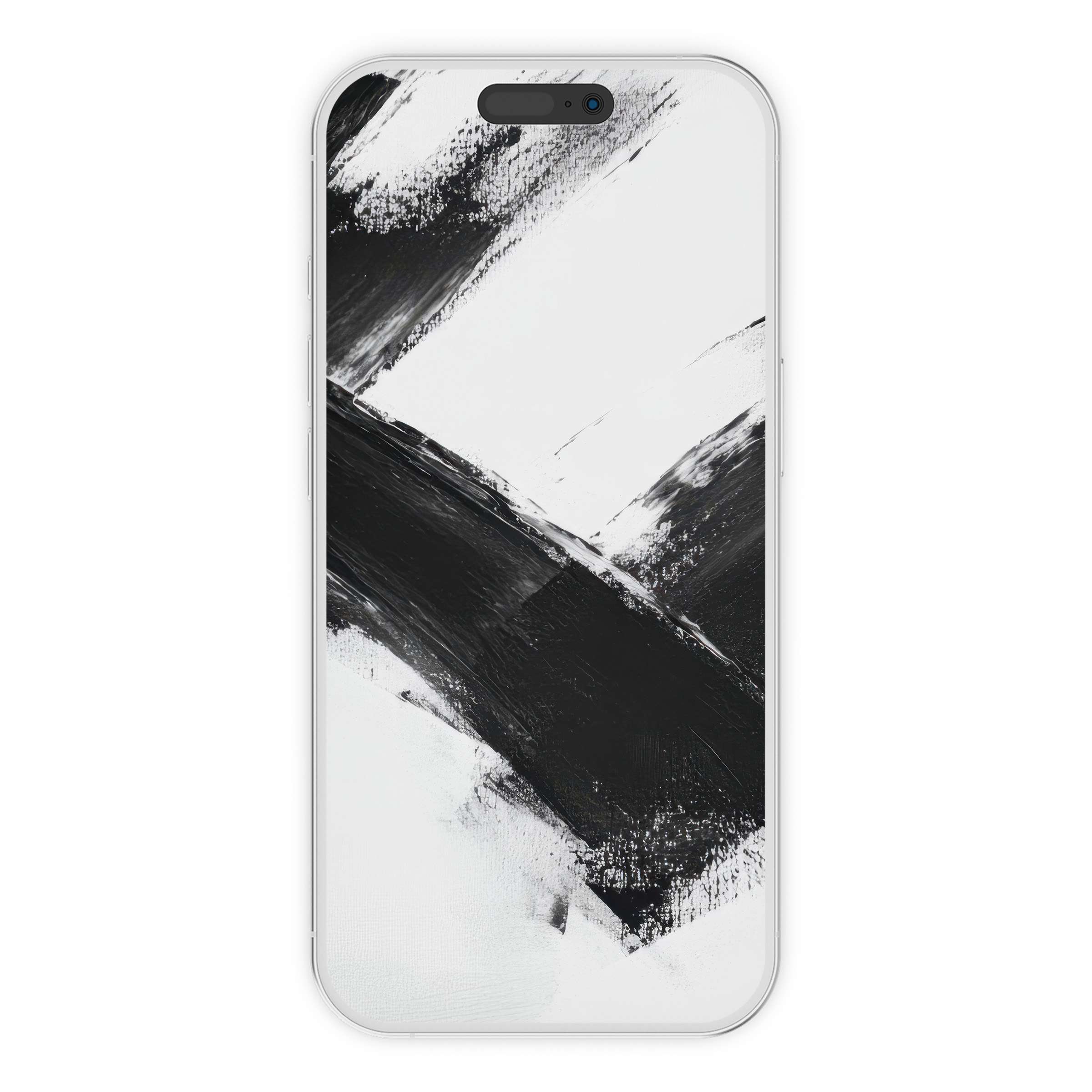 Elegant black and white abstract iPhone wallpaper with bold brushstrokes offers an inspiring digital download for any phone background
