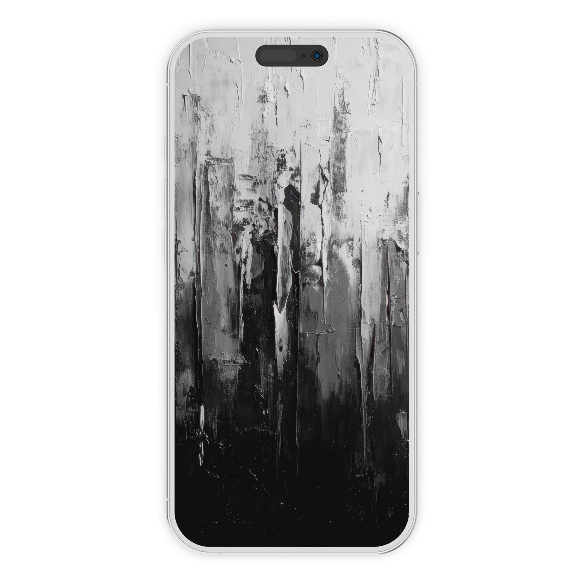 Elegant abstract iPhone wallpaper features monochrome textured brushstrokes, perfect phone background digital download for serene ambiance