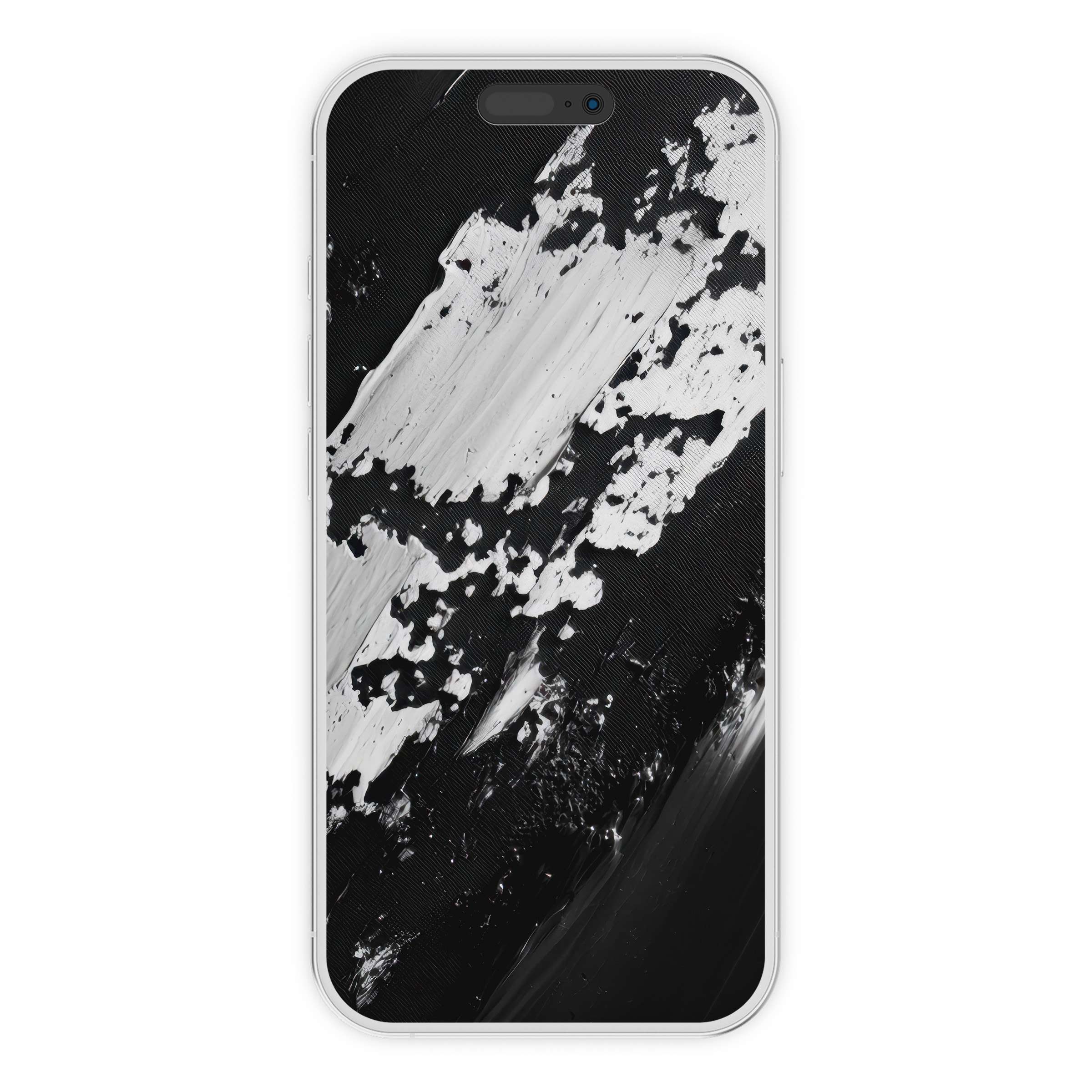 Elegant black-and-white abstract iPhone wallpaper featuring bold brush strokes perfect for phone background digital download and style
