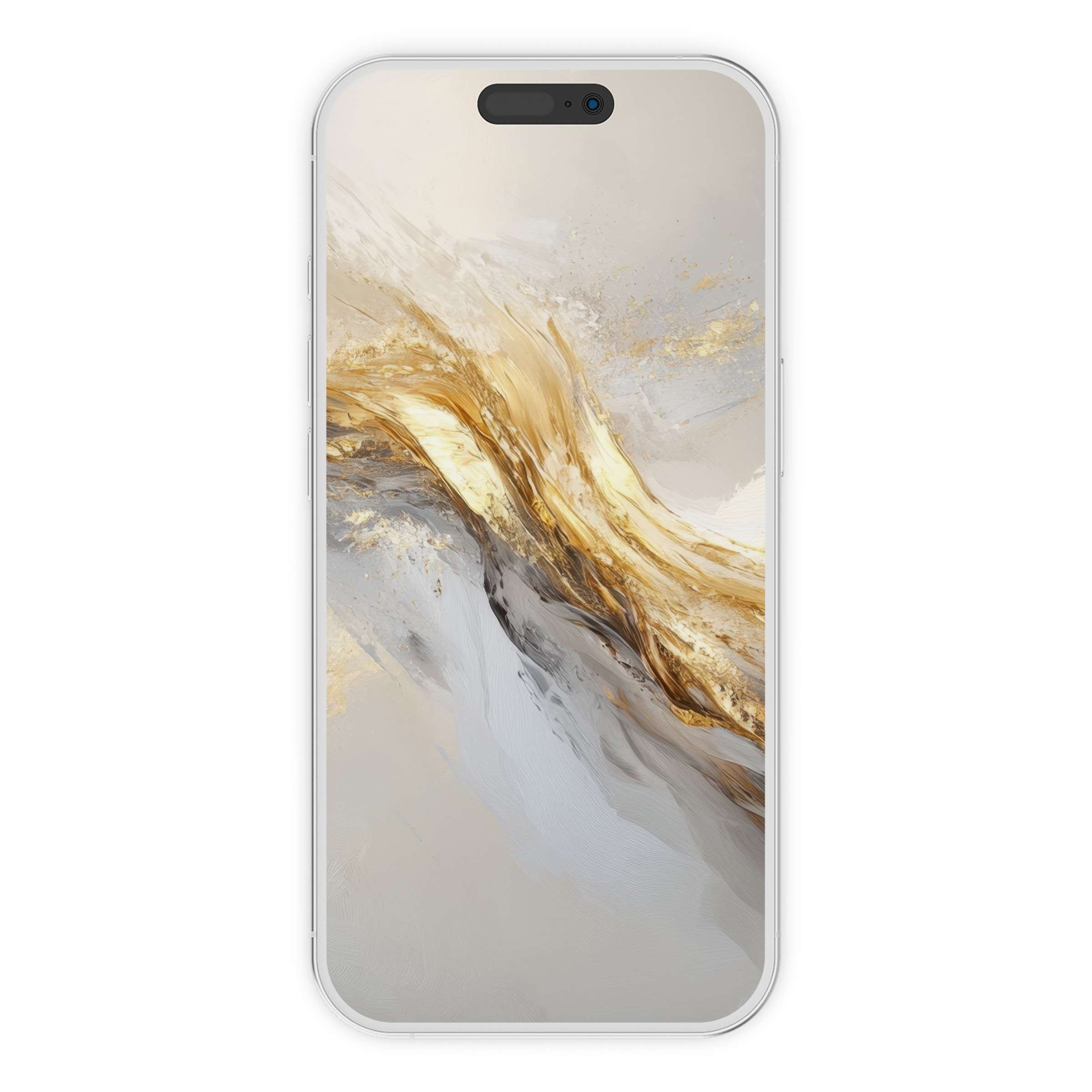 Elegant abstract iPhone wallpaper featuring flowing gold and gray textures for a serene phone background digital download suitable for all devices