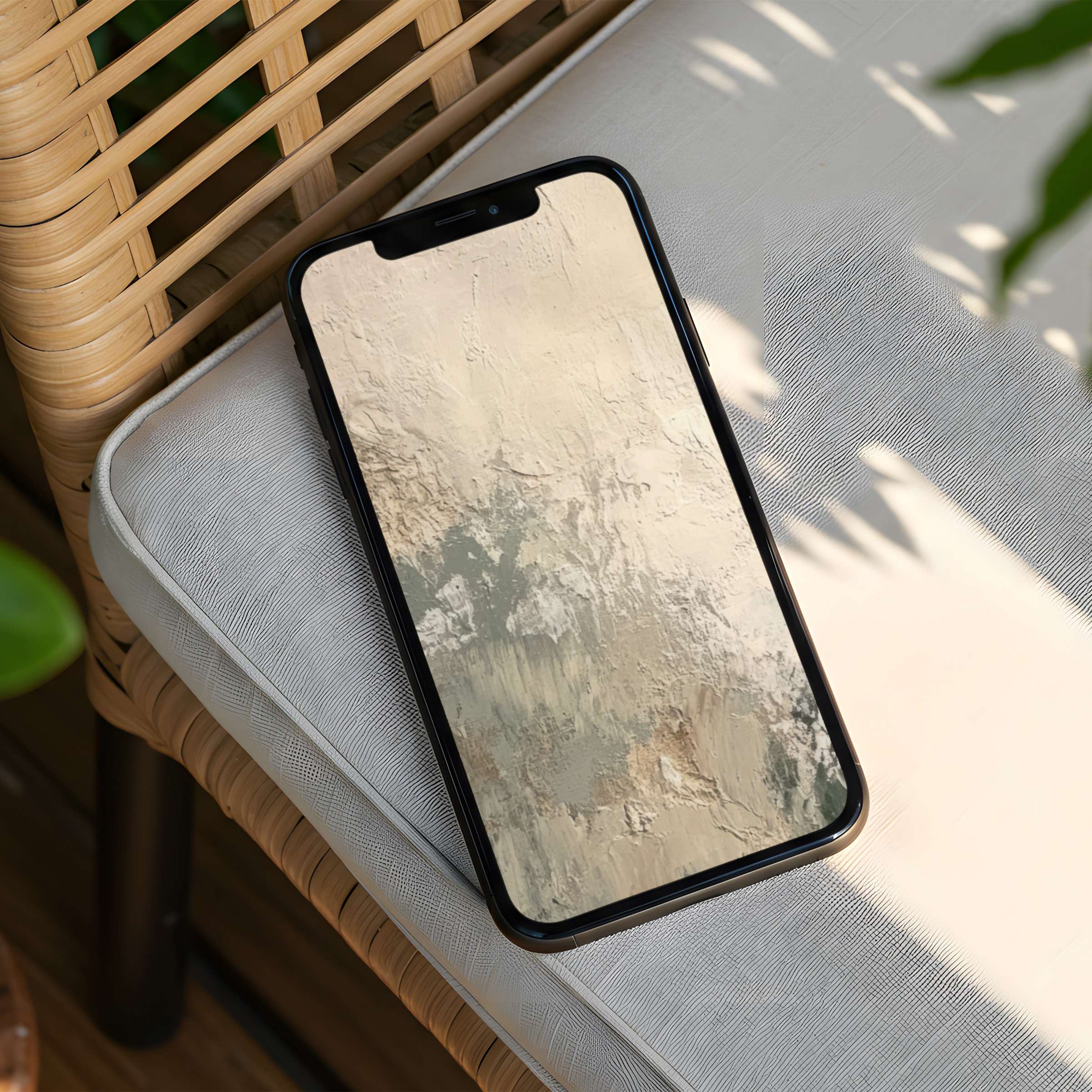 Elegant iPhone background with textured earth tones offers instant download for phone users seeking calm, sustainable inspiration