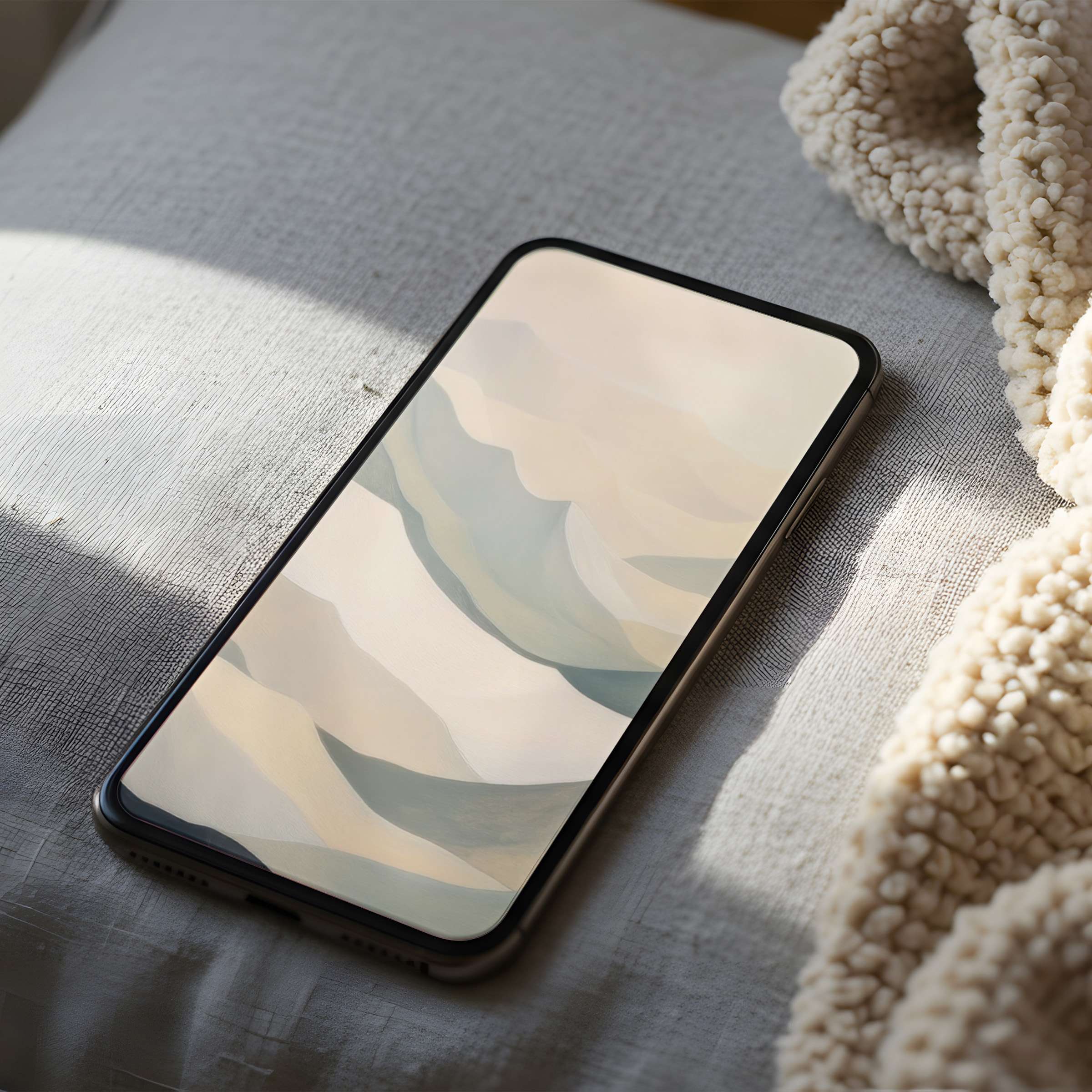 Elegant pastel waves in high-resolution phone wallpaper create a serene aesthetic, perfect for iPhone and Android digital download