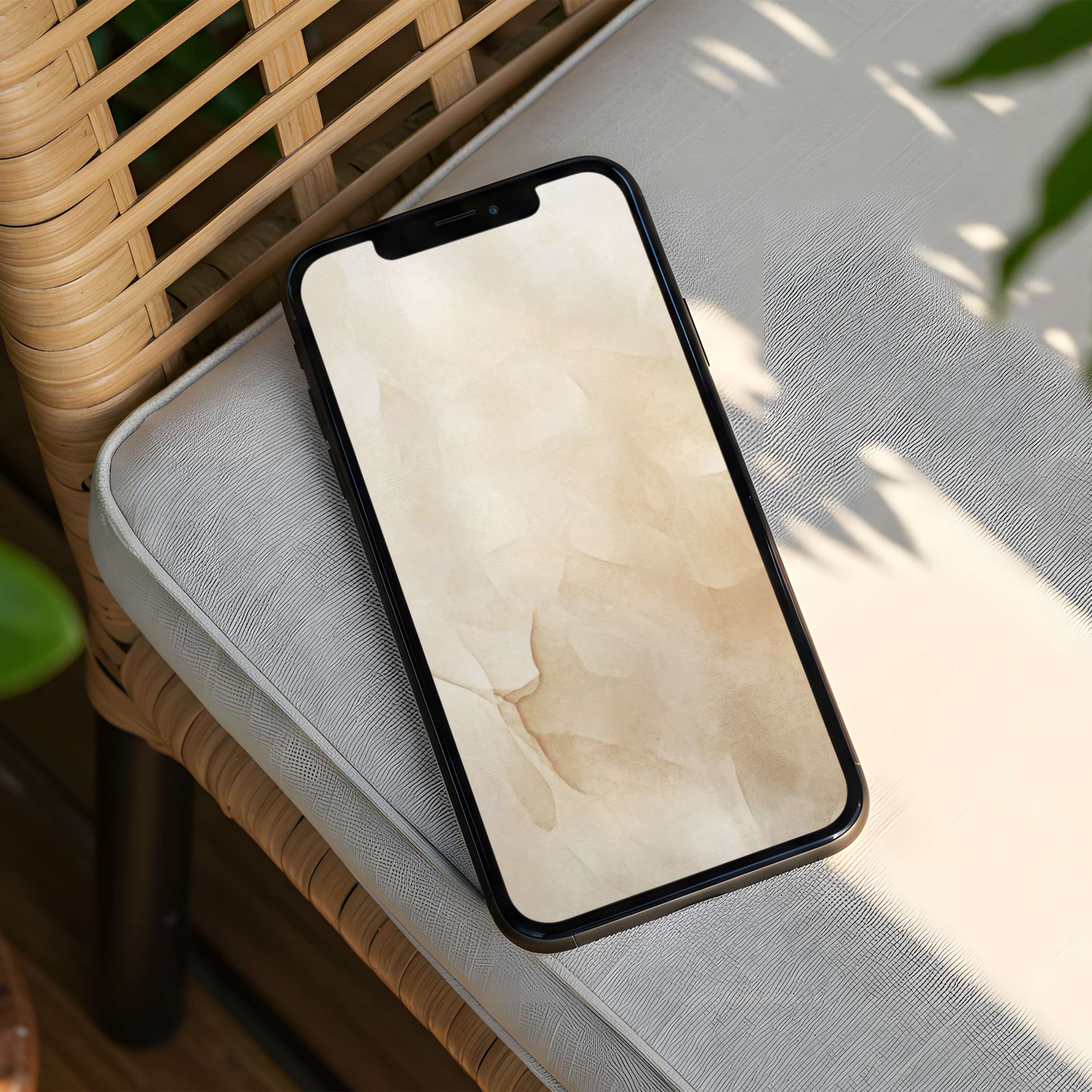 Elegant watercolor iPhone background for instant download creates a calming phone aesthetic blending warm beige tones and soft shadows
