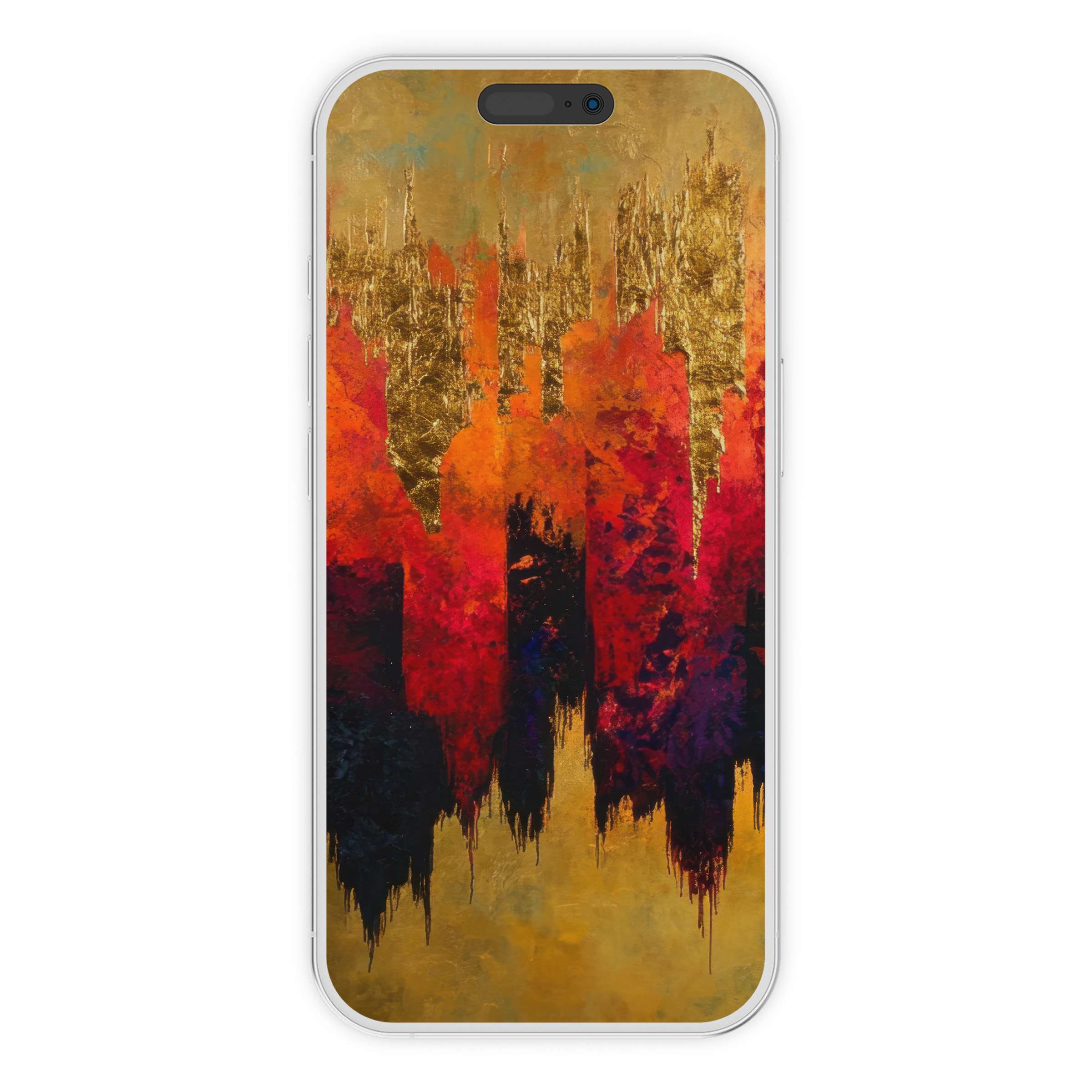Vivid abstract iPhone wallpaper with gold and red textures delivers a calming digital download for phone background elegance