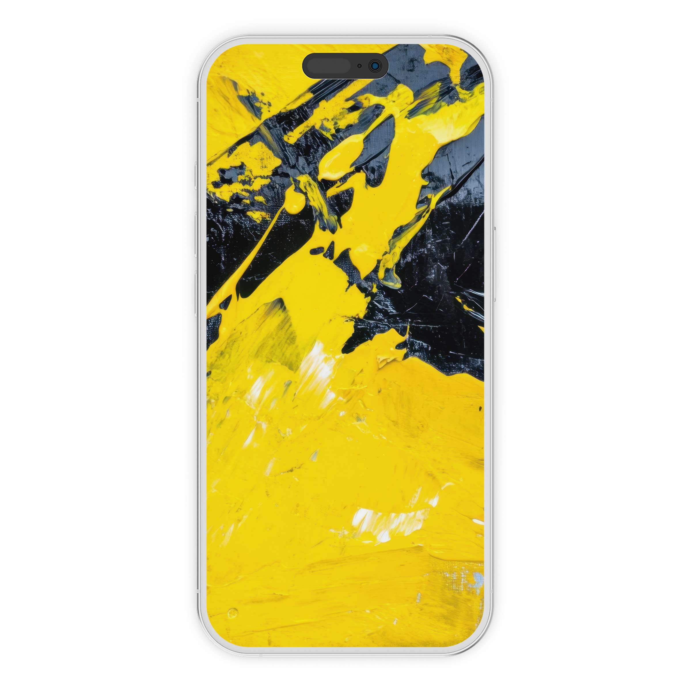 Bold yellow and black abstract iPhone wallpaper for a tranquil phone background digital download suitable for Android devices