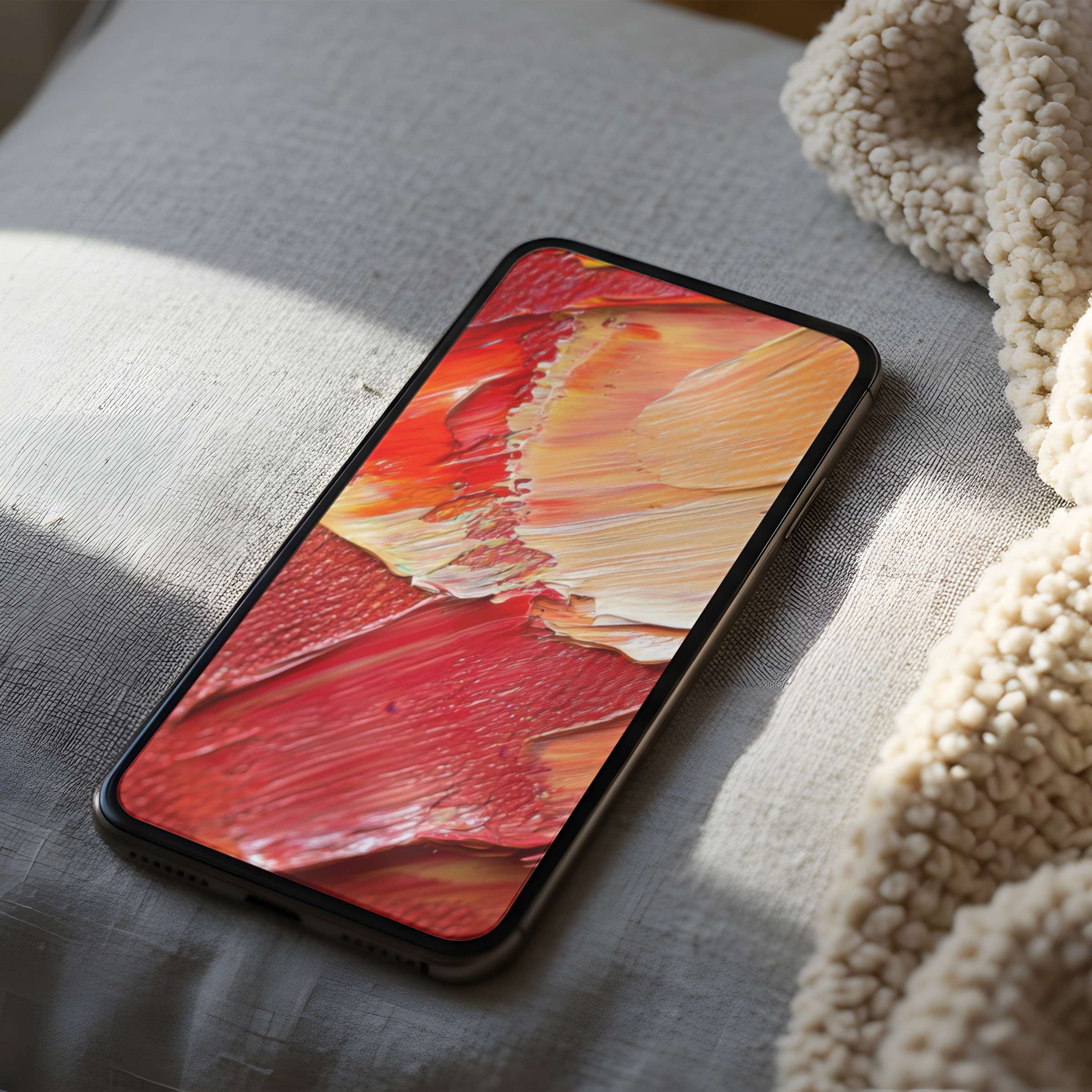 Elegant red and orange abstract phone wallpaper offers high resolution beauty for iPhone or Android, inspiring calm in curated spaces