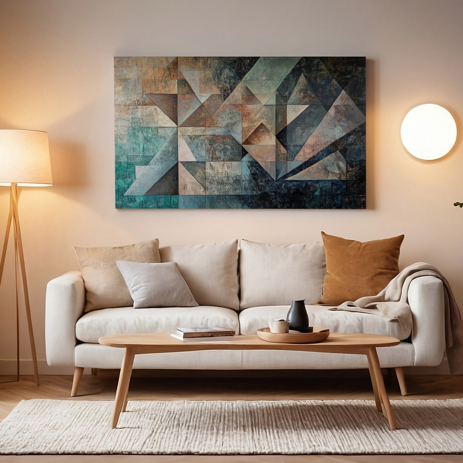 Abstract Digital Print in minimalist living room