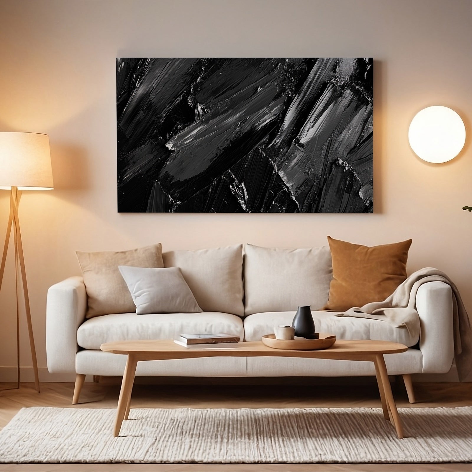 Abstract Downloadable Art  inMinimalist Living Room