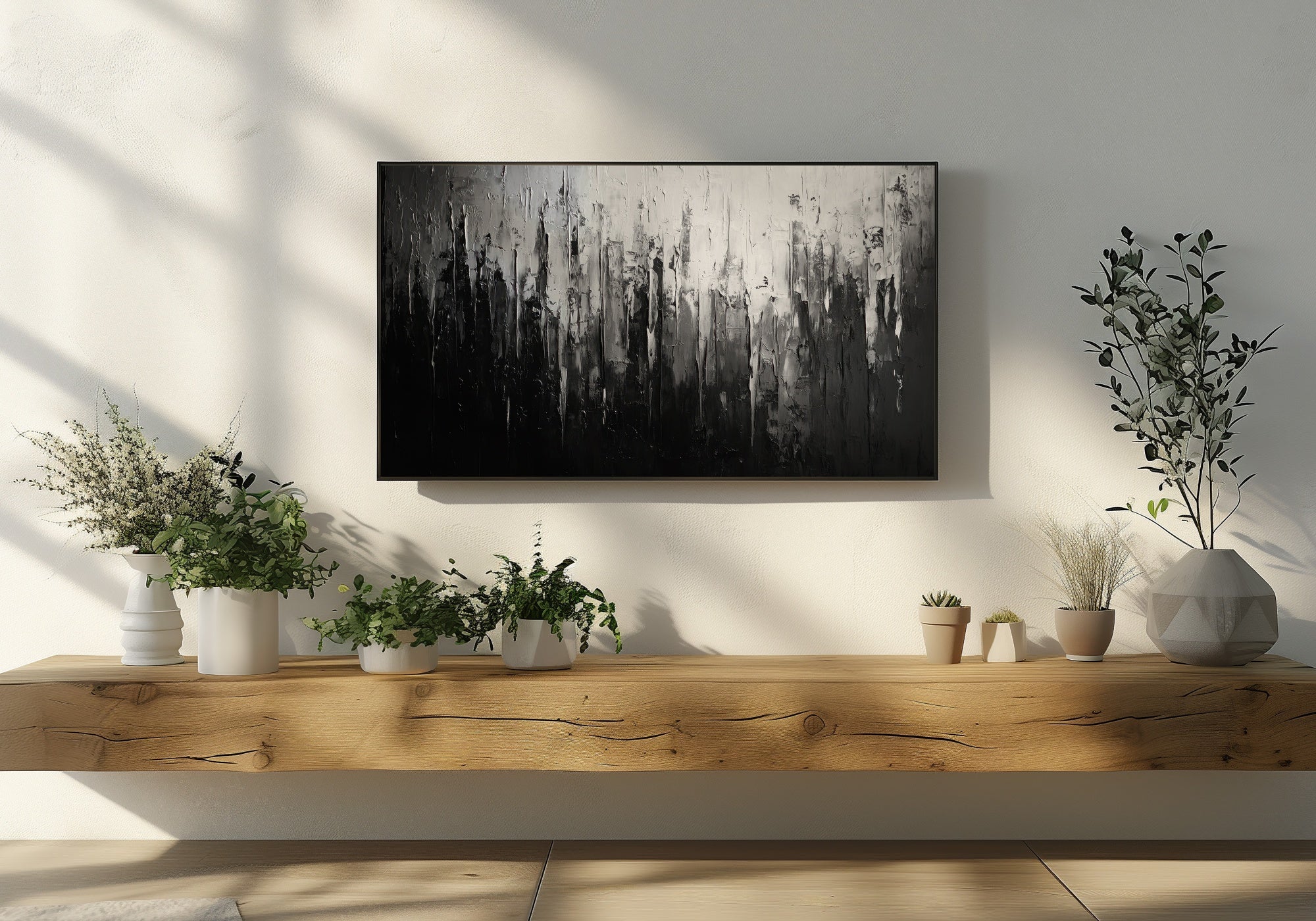 Abstract Frame TV Art in Modern Living Room