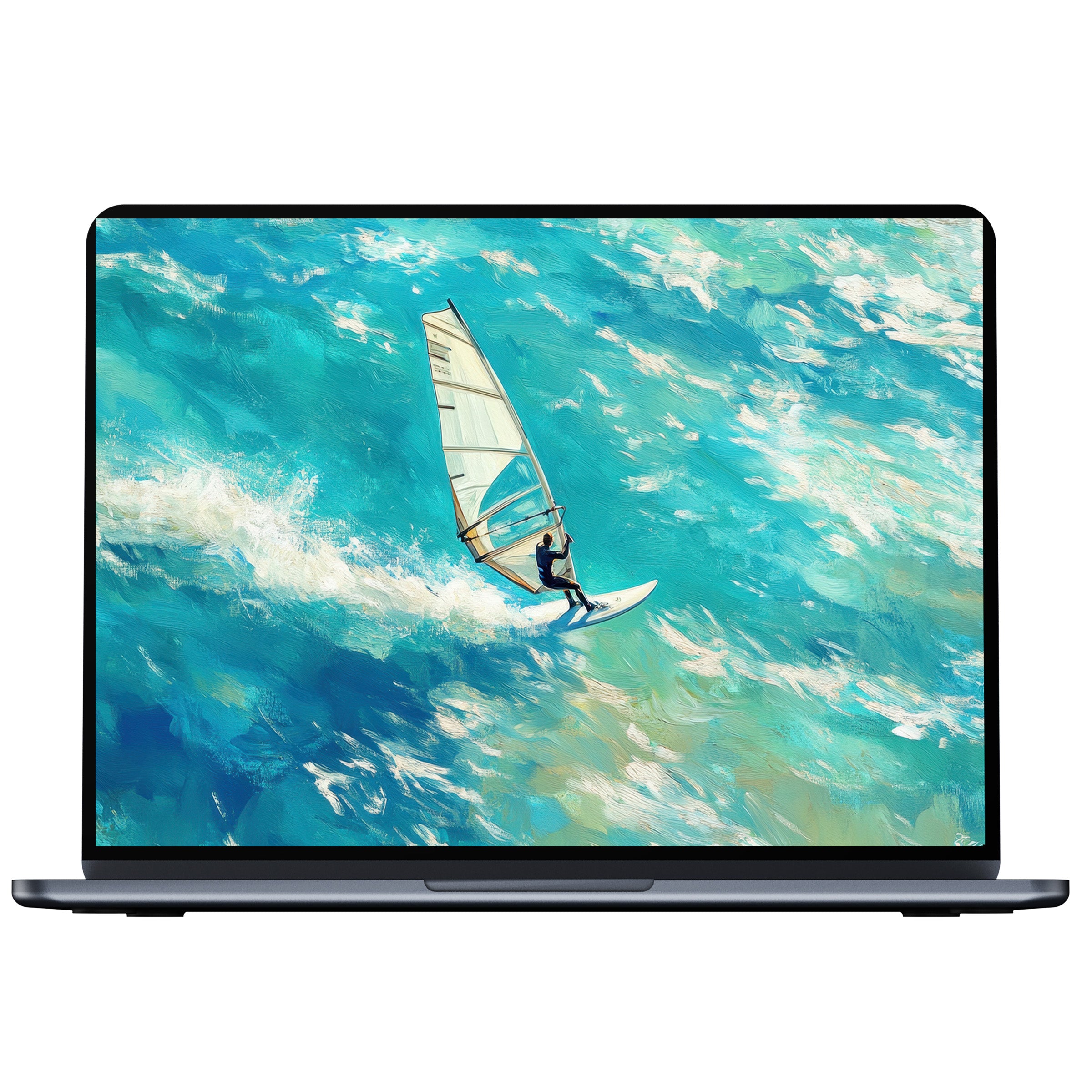 Elegant beach desktop wallpaper with vivid turquoise waves and tranquil surf, perfect digital download for PC or laptop inspiration