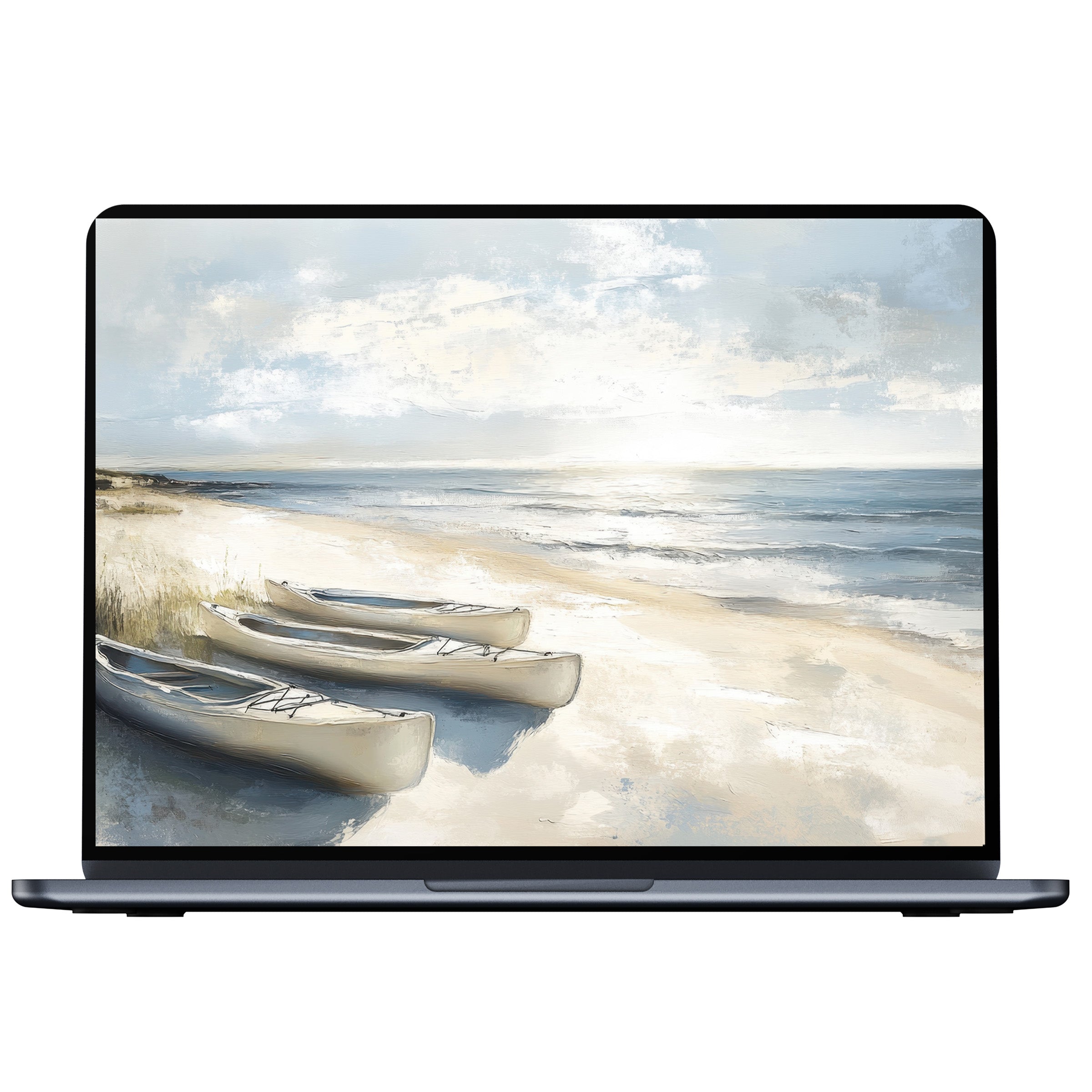 Inspire calm with this beach desktop wallpaper featuring serene boats and tranquil waves perfect for any PC, laptop, or Mac digital download