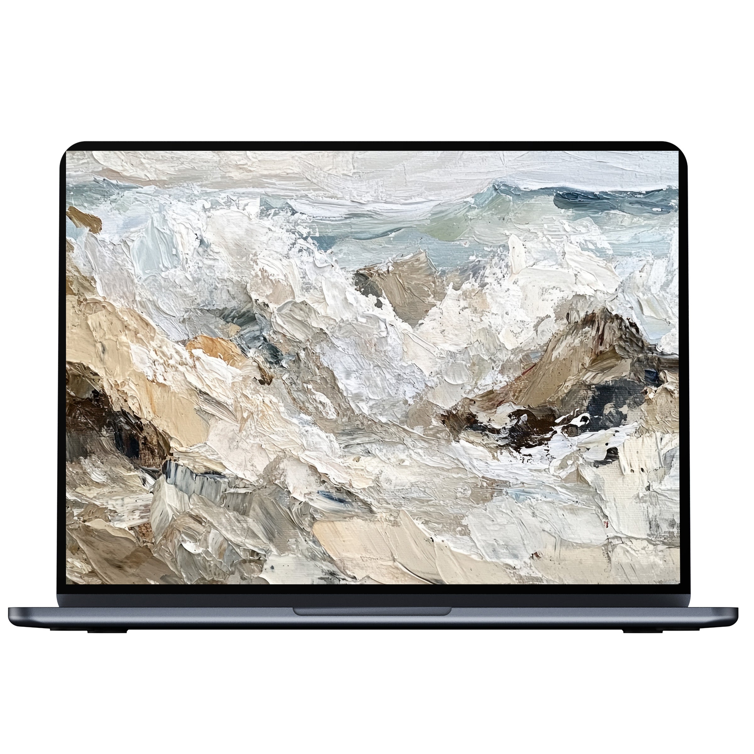 Elegant beach desktop wallpaper featuring abstract coastal textures in soothing neutrals for pc, laptop, digital download art