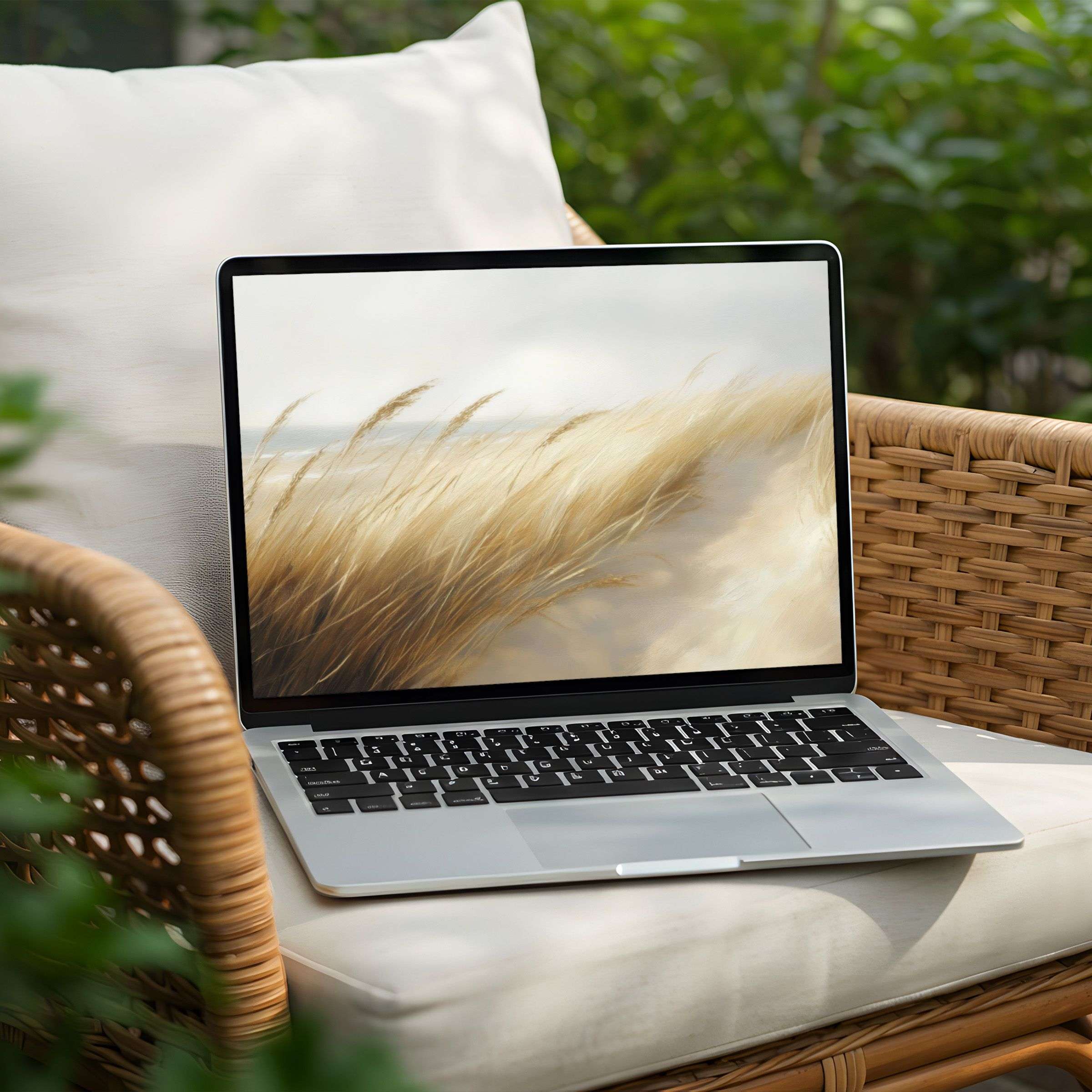 Serene desktop background of golden wheat fields for PC or Laptop enhances mindfulness and elegance with instant download option