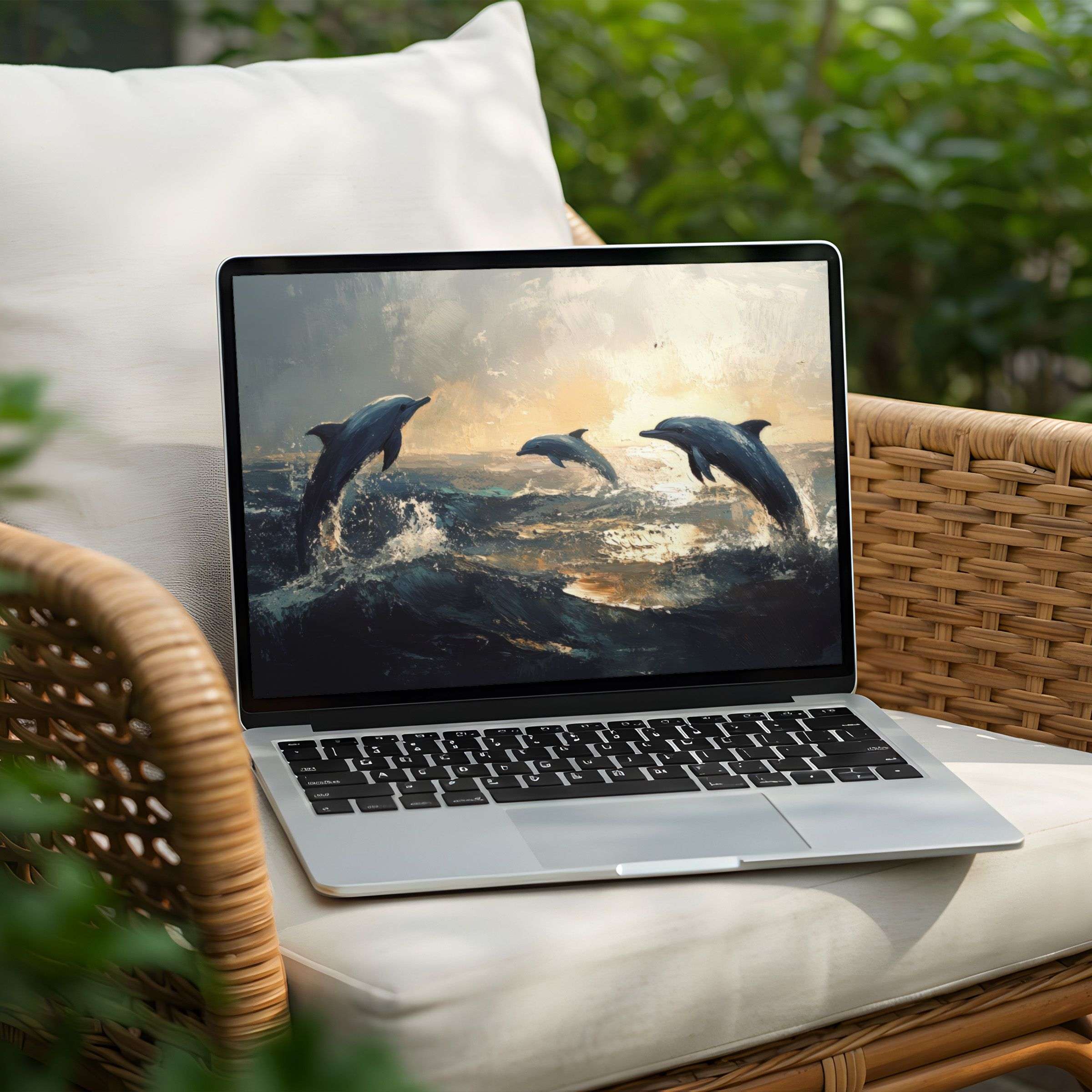 Elegant ocean scene desktop background on a Laptop offers instant download for PC users seeking calm, mindfulness, and inspiration