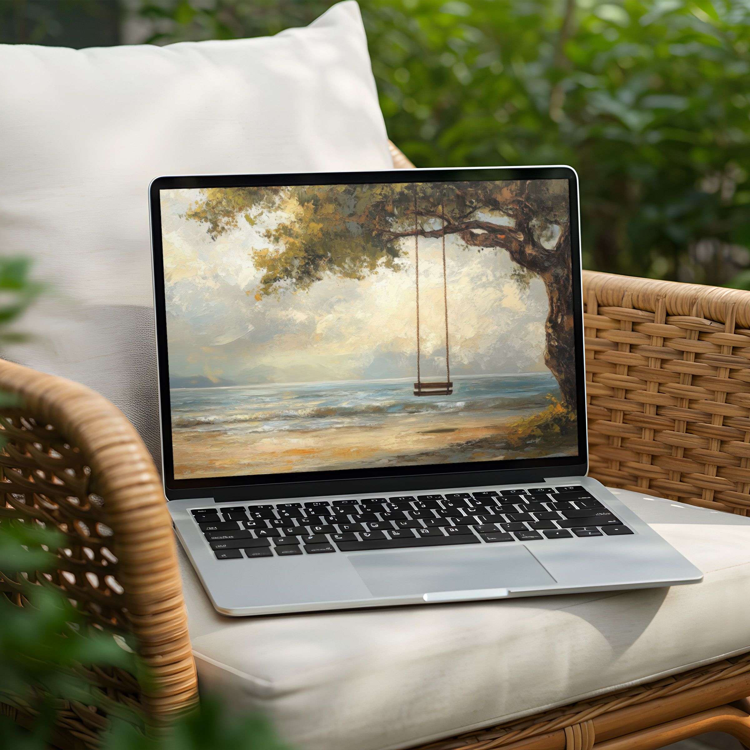 Wistful seascape desktop background for your PC or Laptop instant download evokes calm elegance and mindful inspiration