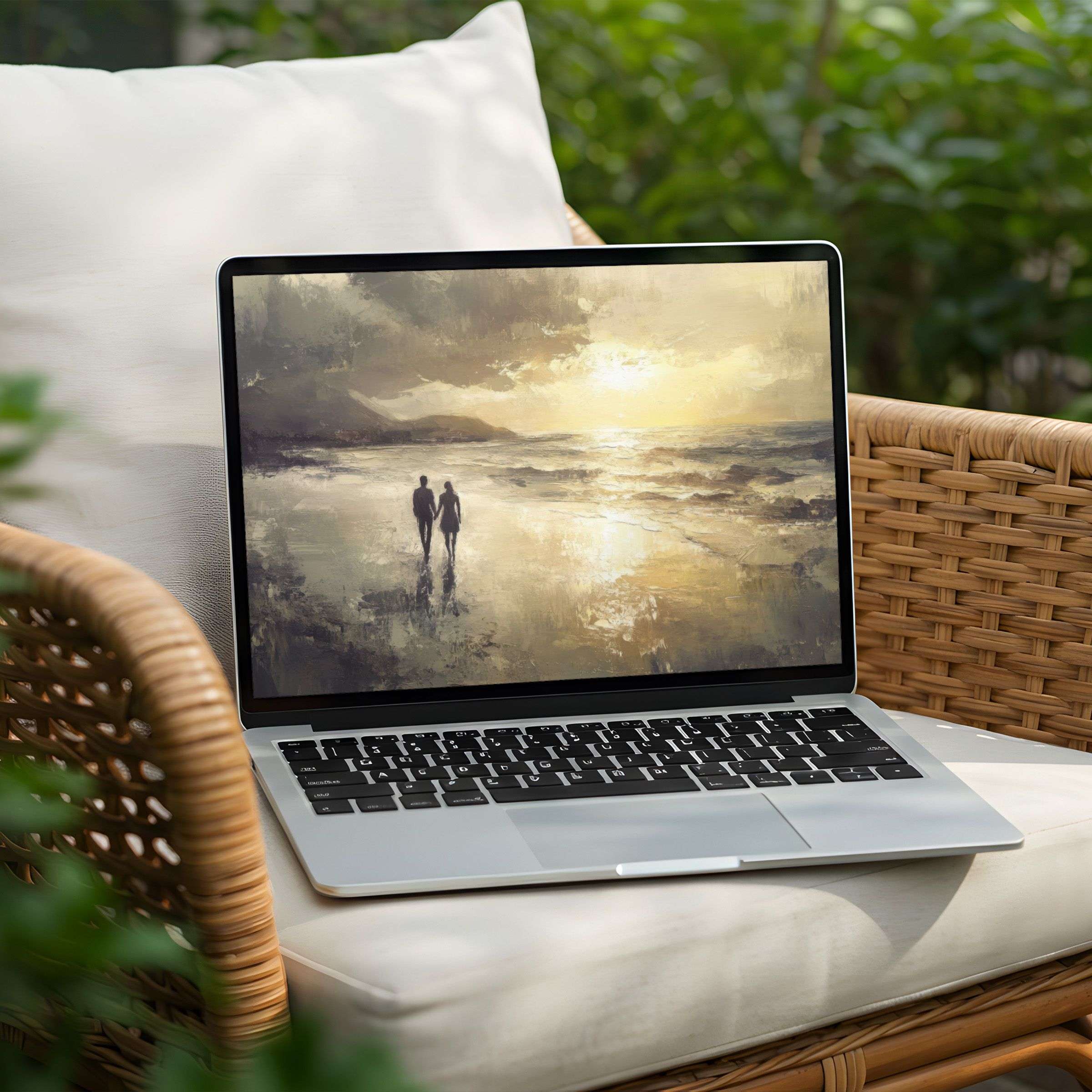 Elegant desktop background depicting a serene beach sunset, perfect for instant download to inspire calm on your PC or Laptop