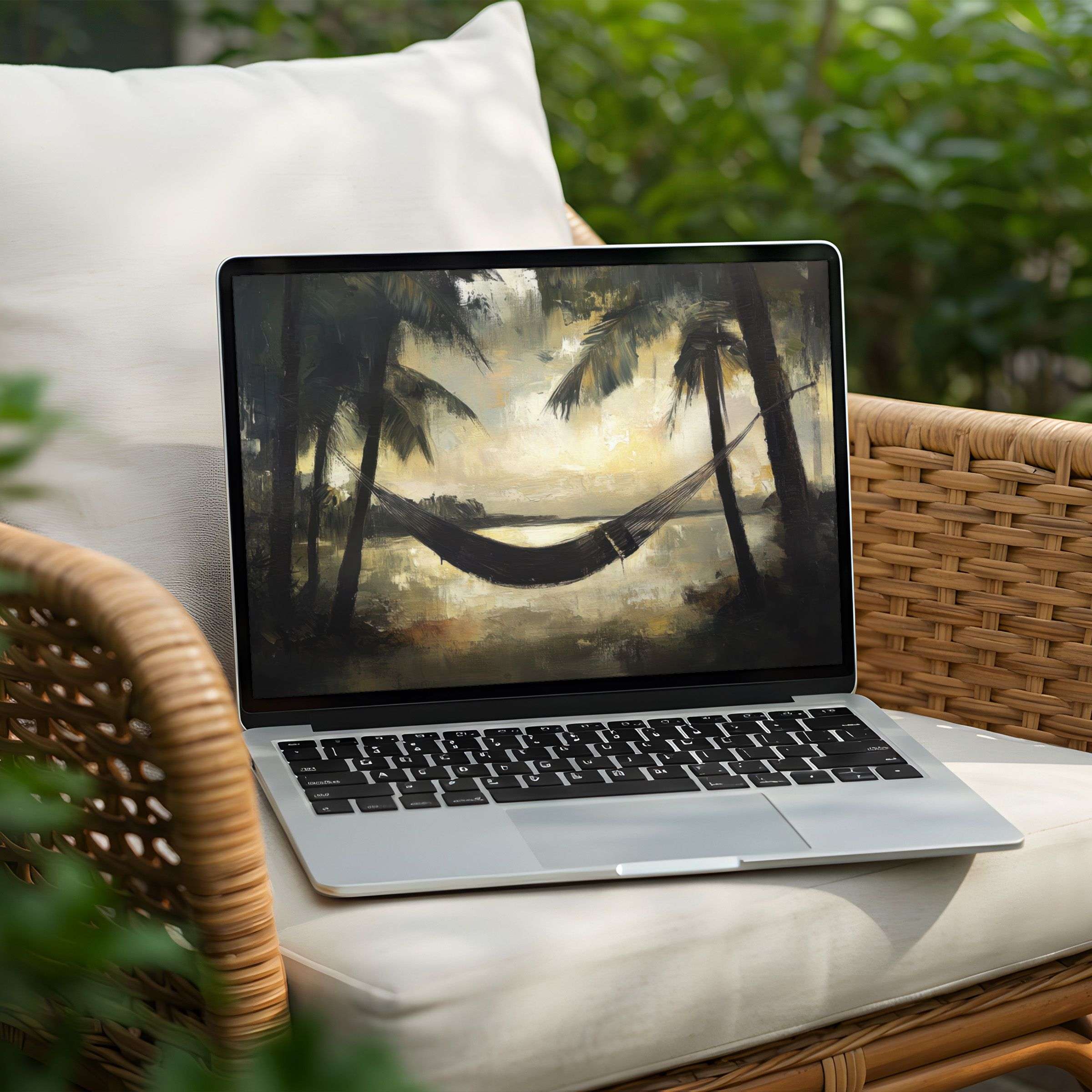 Calm and elegant tropical scene as a desktop background for PC or Laptop, offering instant download for mindful inspiration